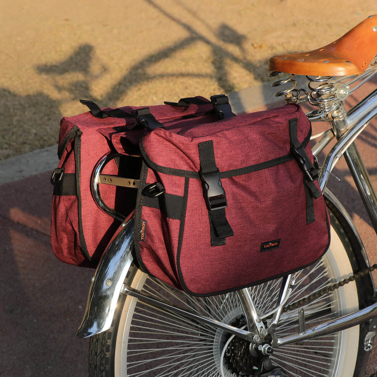 TOURBON Double Pannier Bike Rear Rack Trunk Bag 