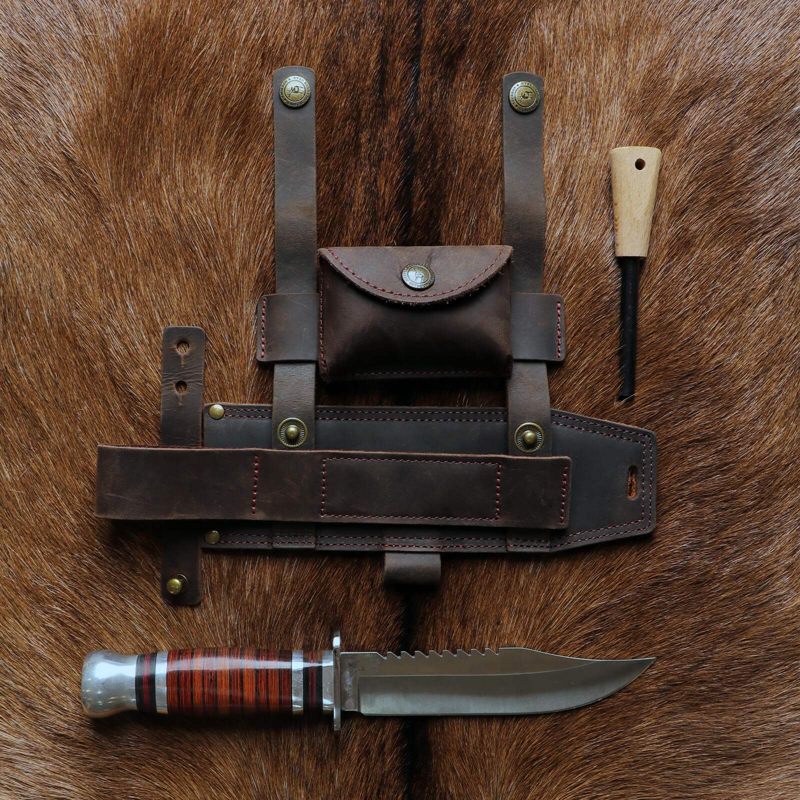 Tourbon Leather Fixed Blade Knives Sheath Horizontal & Vertical for Belt 