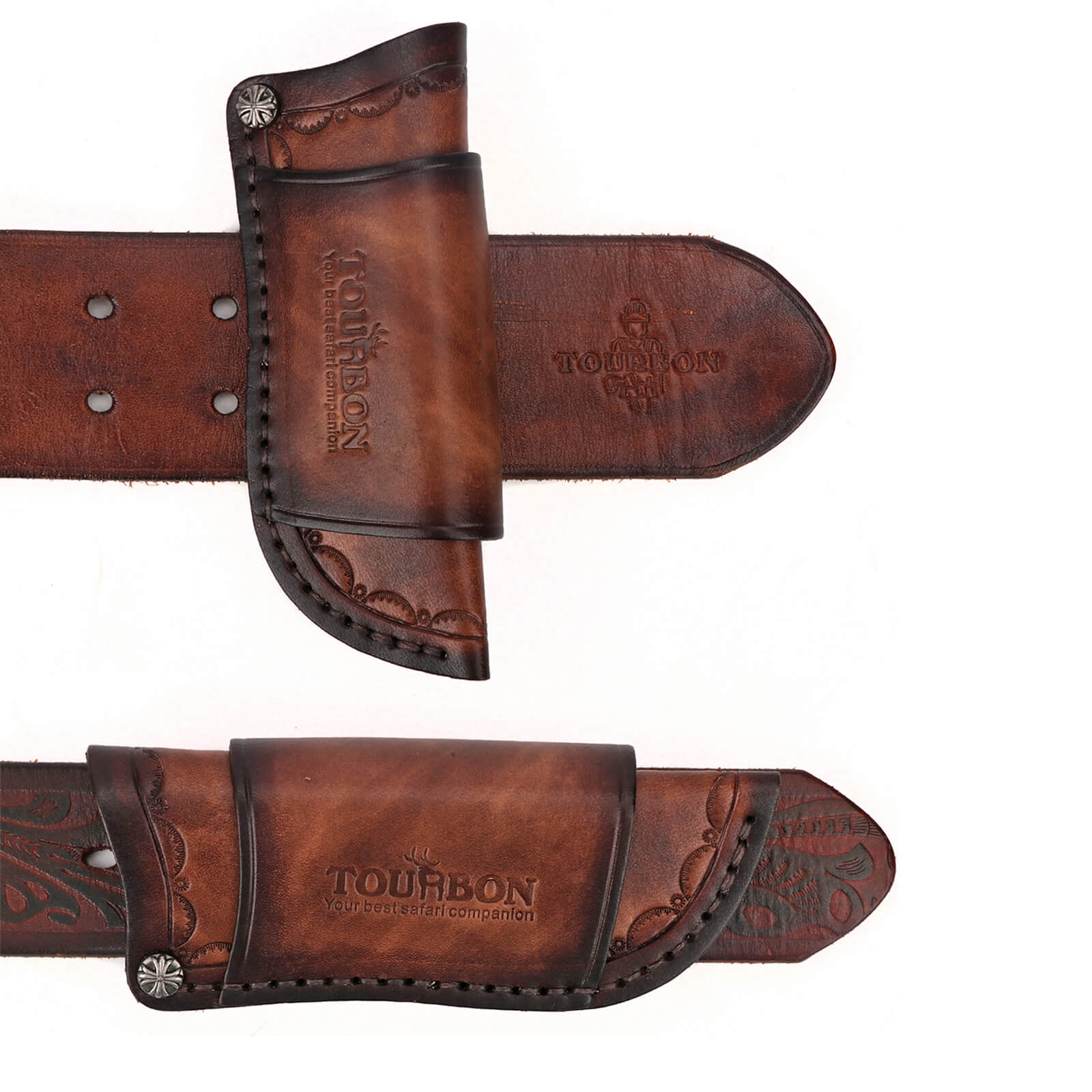 Tourbon Leather Pocket Knife Pouch with Belt Loop for Camping