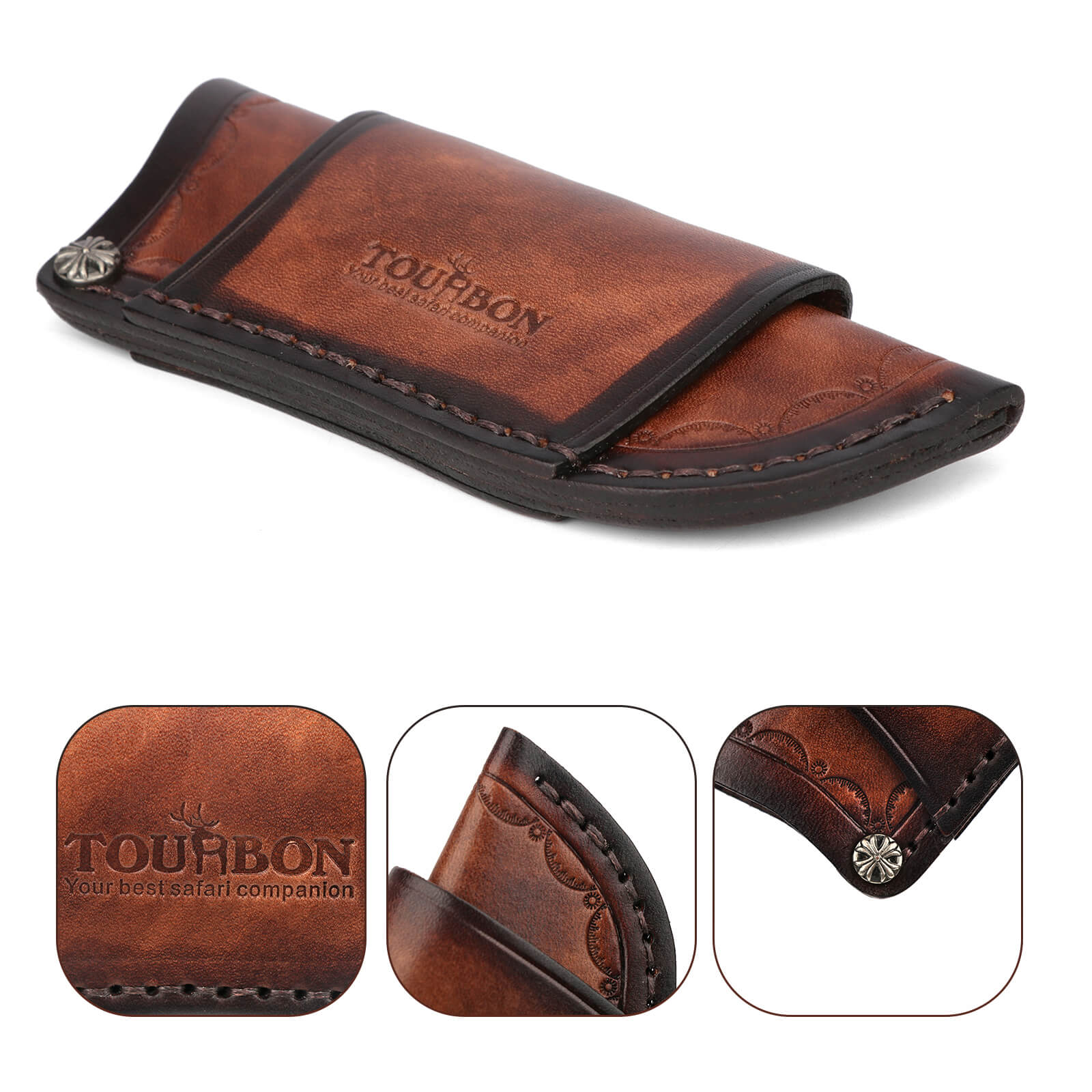 Tourbon Leather Pocket Knife Pouch with Belt Loop for Camping