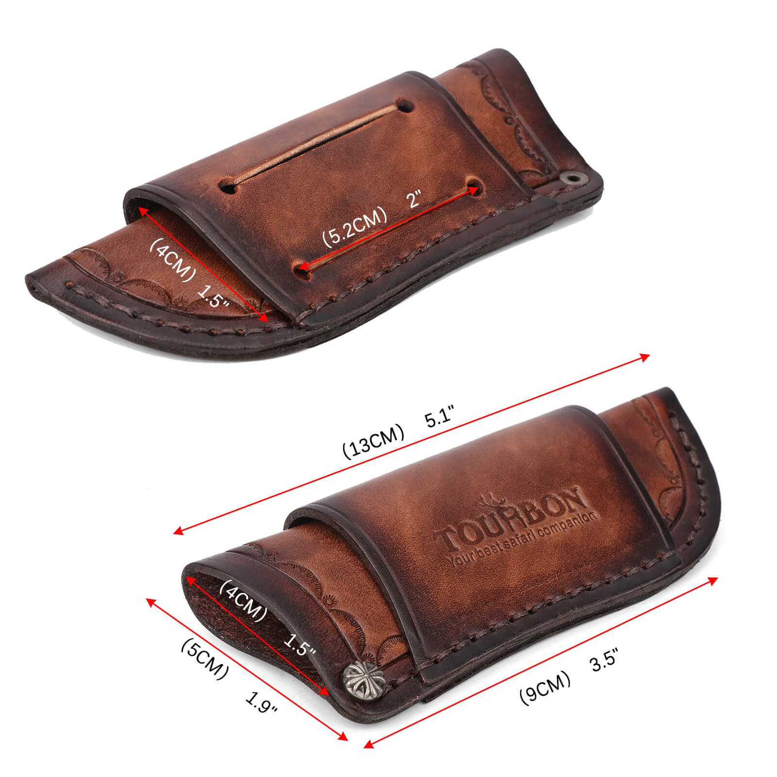 Tourbon Leather Pocket Knife Pouch with Belt Loop for Camping