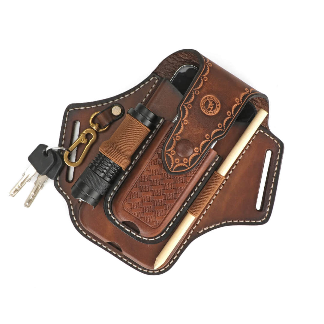 TOURBON Lederen Roll Tool Pouch 10 Zakken Houtbewerking Carving Diy