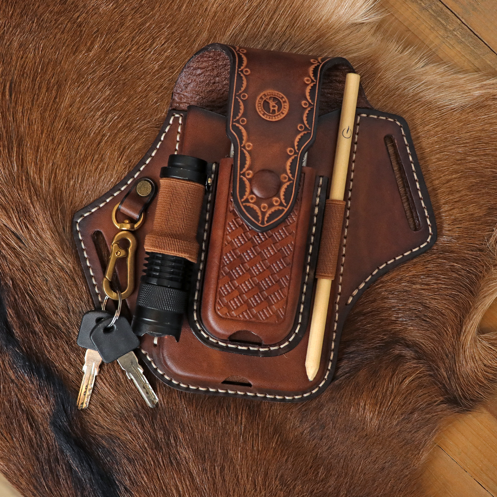 Tourbon Leather Cell Phone Holster Pouch Case Tool Multitool Sheath
