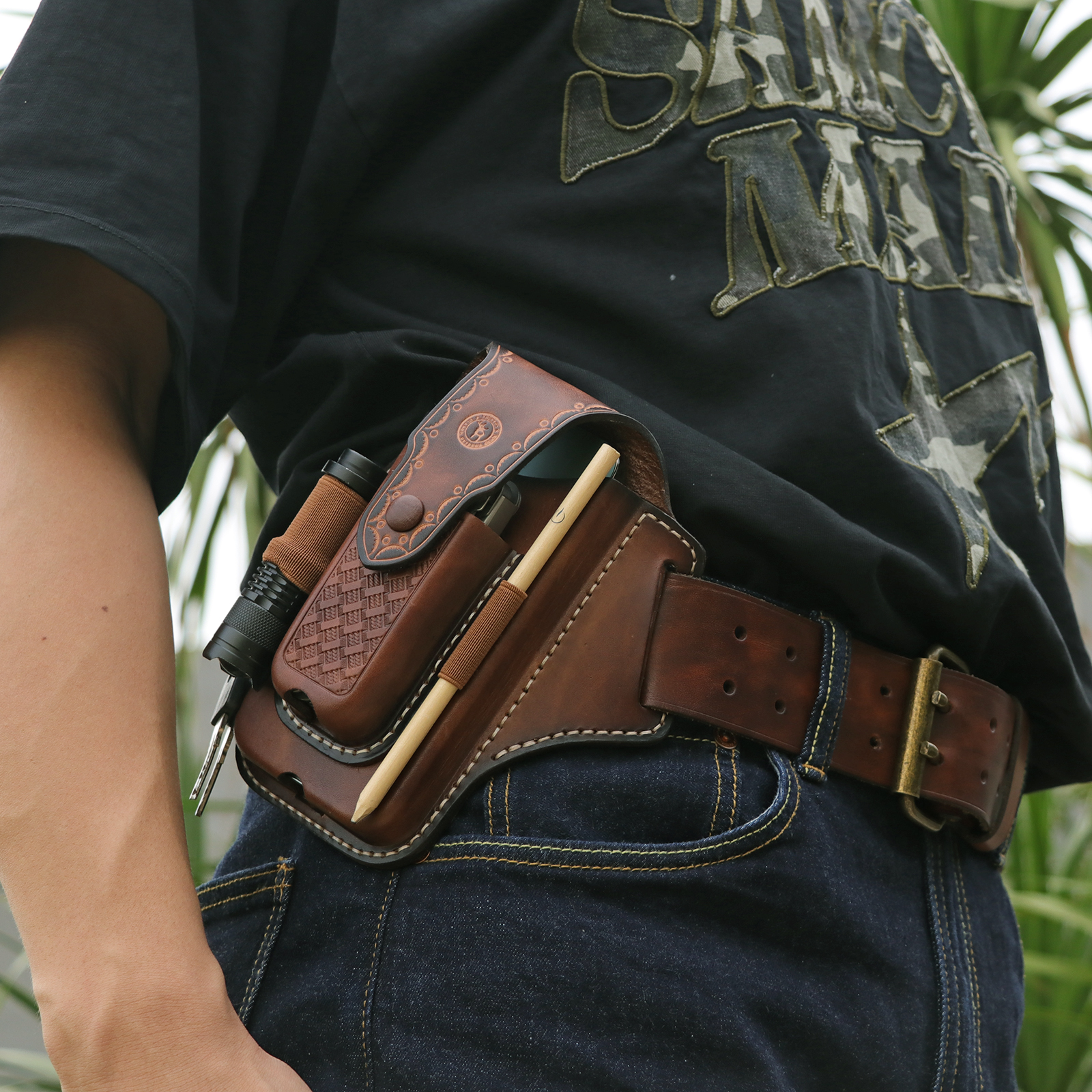Tourbon Leather Cell Phone Holster Pouch Case Tool Multitool Sheath