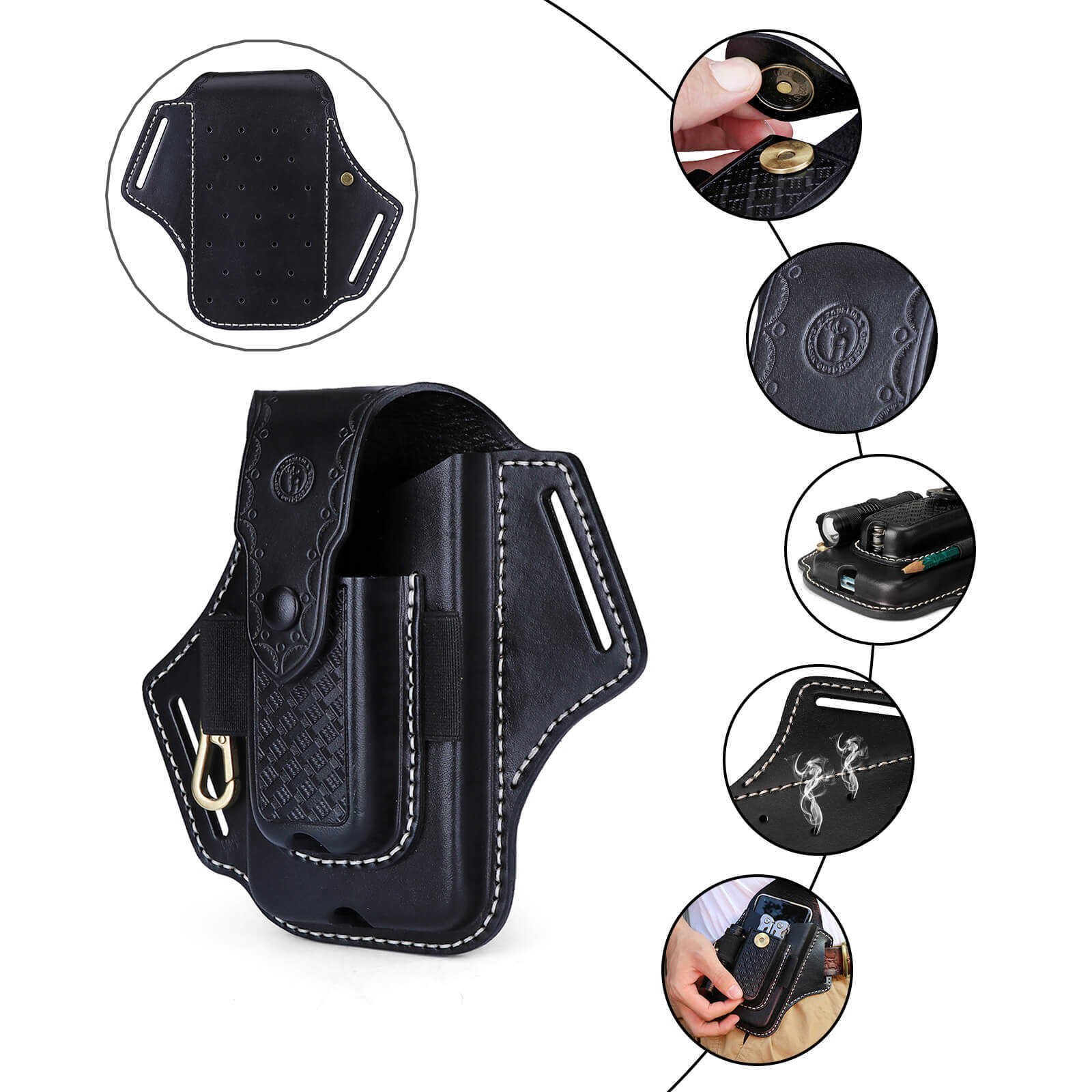 Tourbon Leather Cell Phone Holster Pouch Case Tool Multitool Sheath