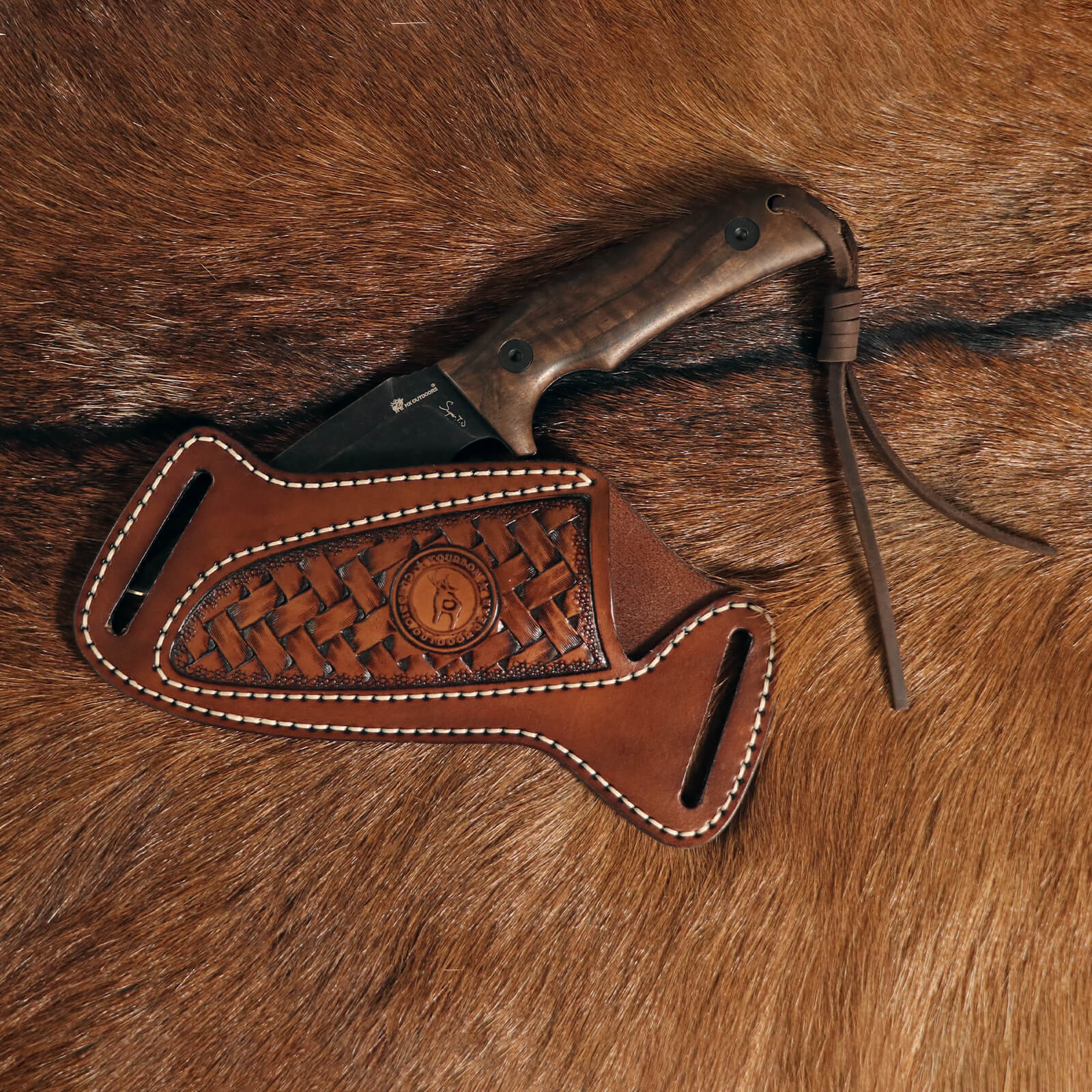 Tourbon Leather Fixed Blade Knife Sheath for Belt Pocket