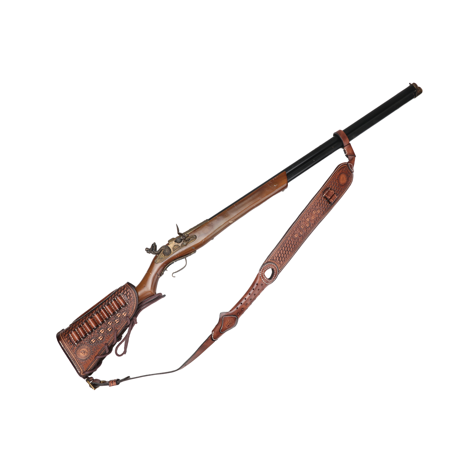 TOURBON Vintage Leather No Drill Sling Cheek Rest Buttstock Recoil Pad