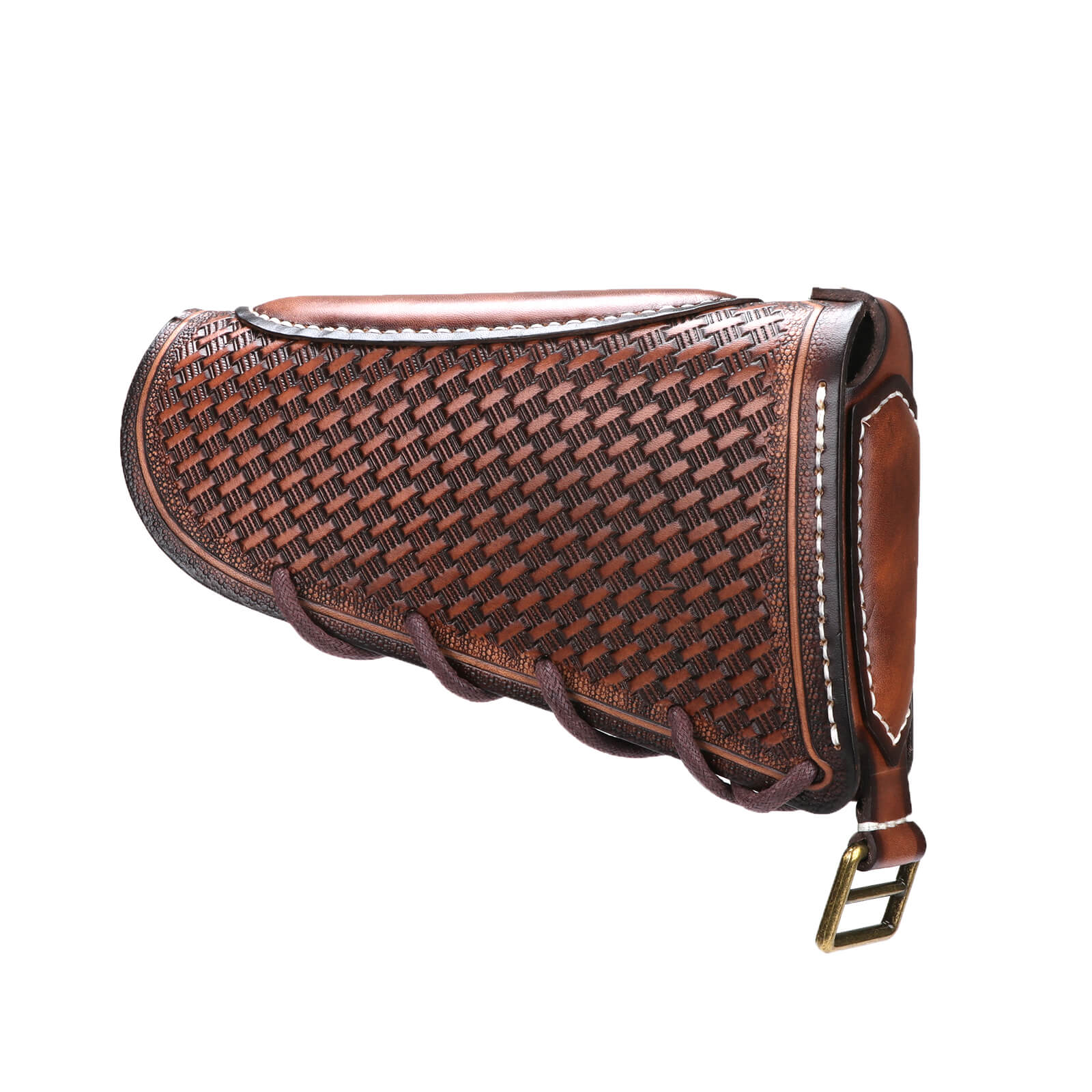 TOURBON Vintage Leather No Drill Cheek Rest Buttstock Protective Pouch
