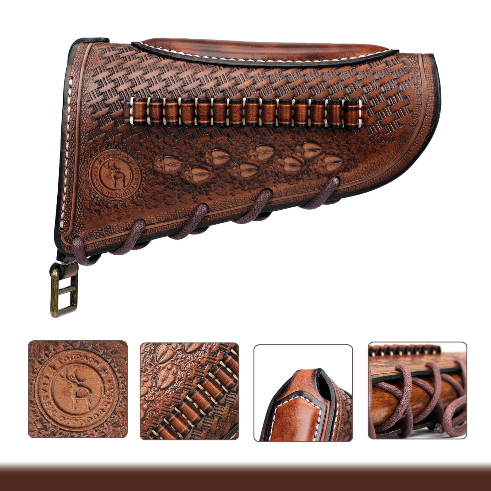 TOURBON Vintage Leather No Drill Cheek Rest for .22