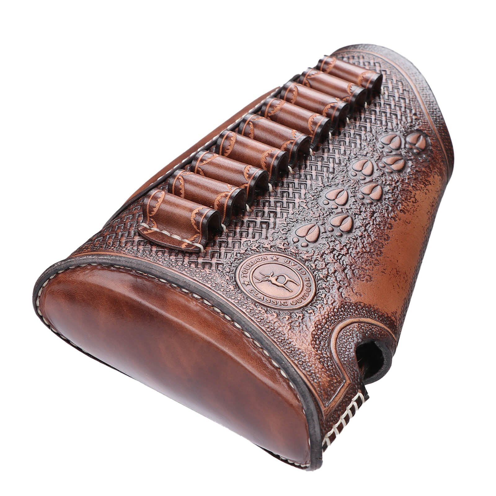 TOURBON Vintage Leather Cheek Rest Riser Buttstock Extension Recoil Pad
