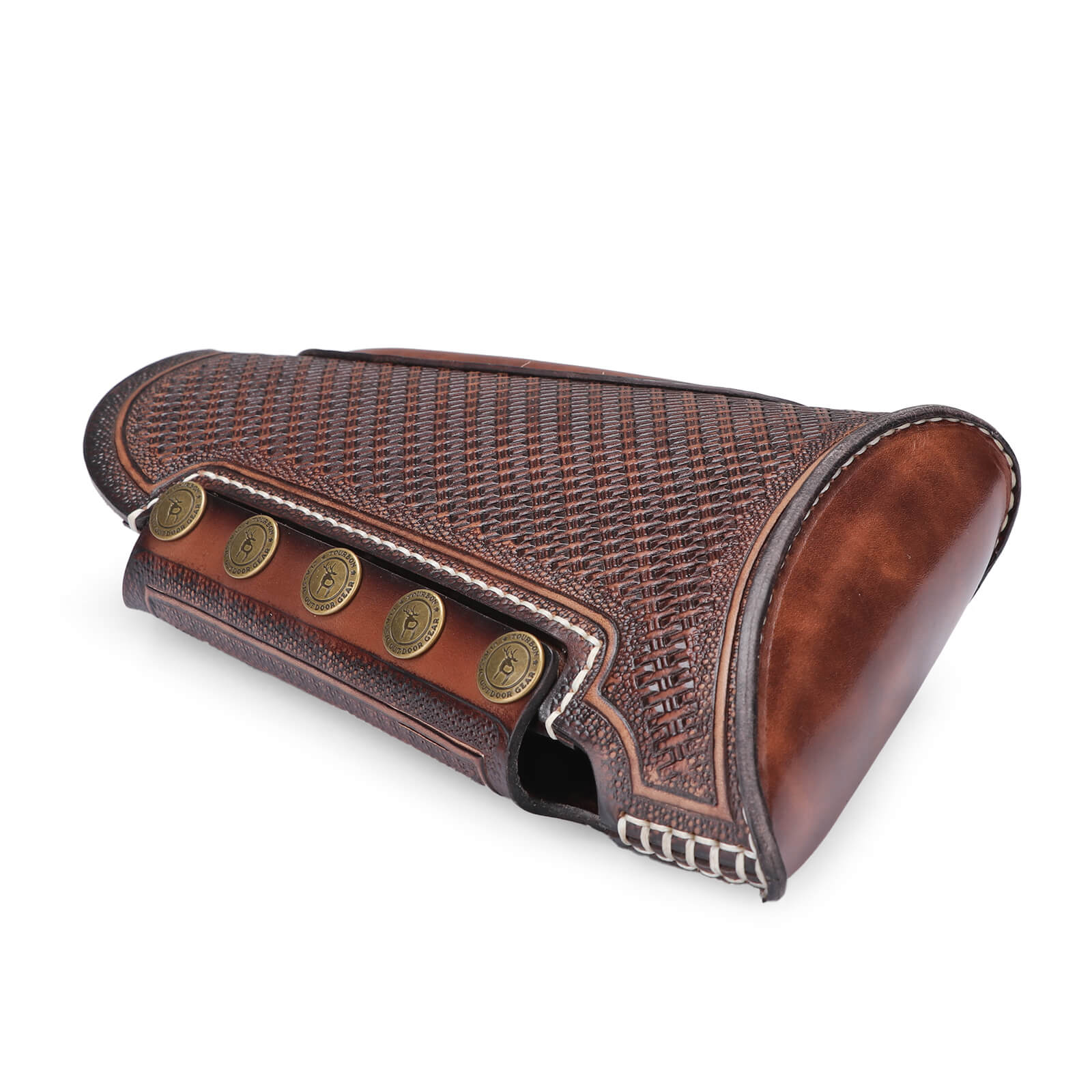 TOURBON Vintage Leather Cheek Rest Riser Buttstock Extension Recoil Pad