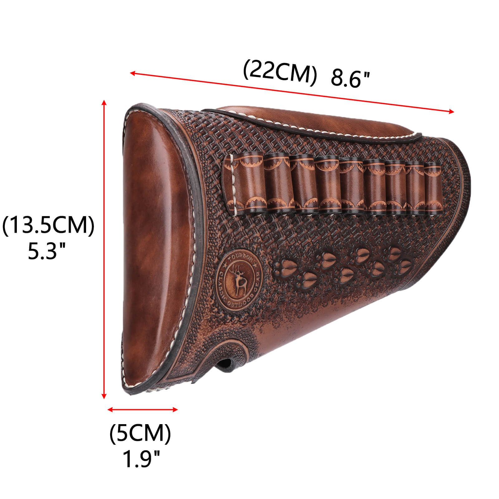 TOURBON Vintage Leather Cheek Rest Riser Buttstock Extension Recoil Pad