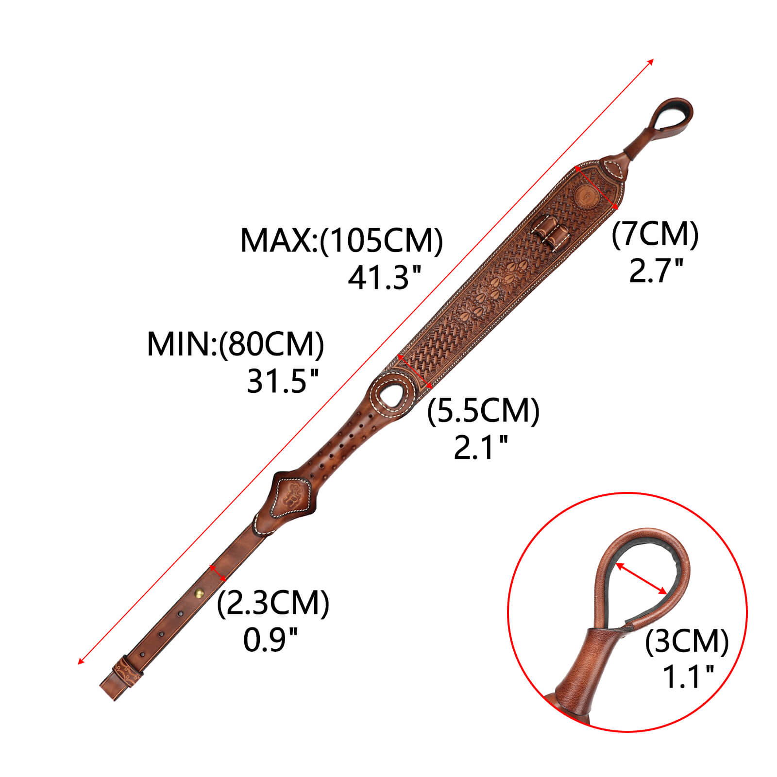 TOURBON Vintage Leather No Drill Sling Cheek Rest Buttstock Recoil Pad