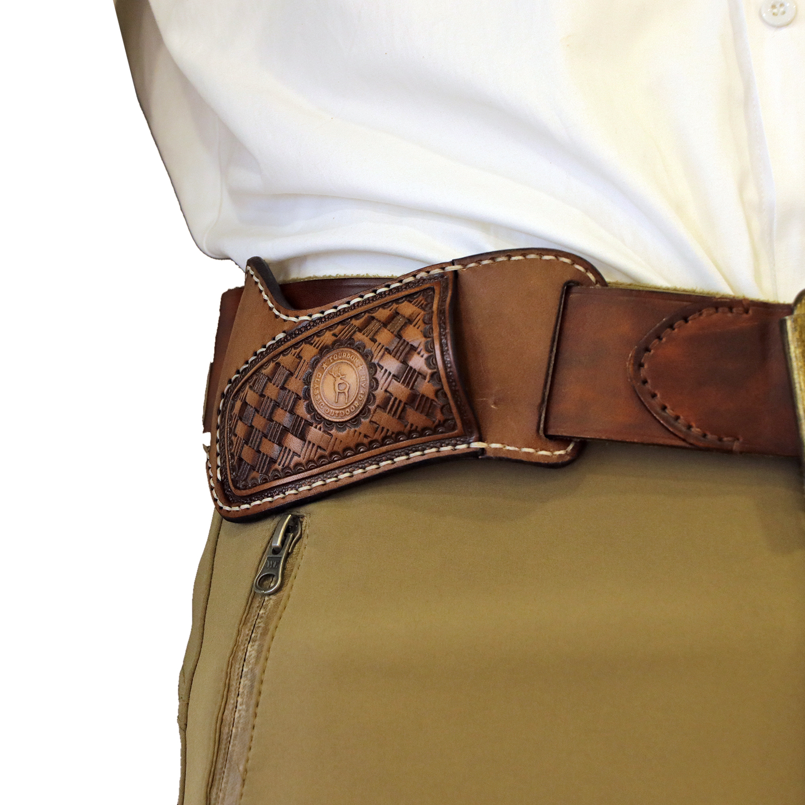 TOURBON Genuine Leather Pocket Knife Sheath for EDC & Belts