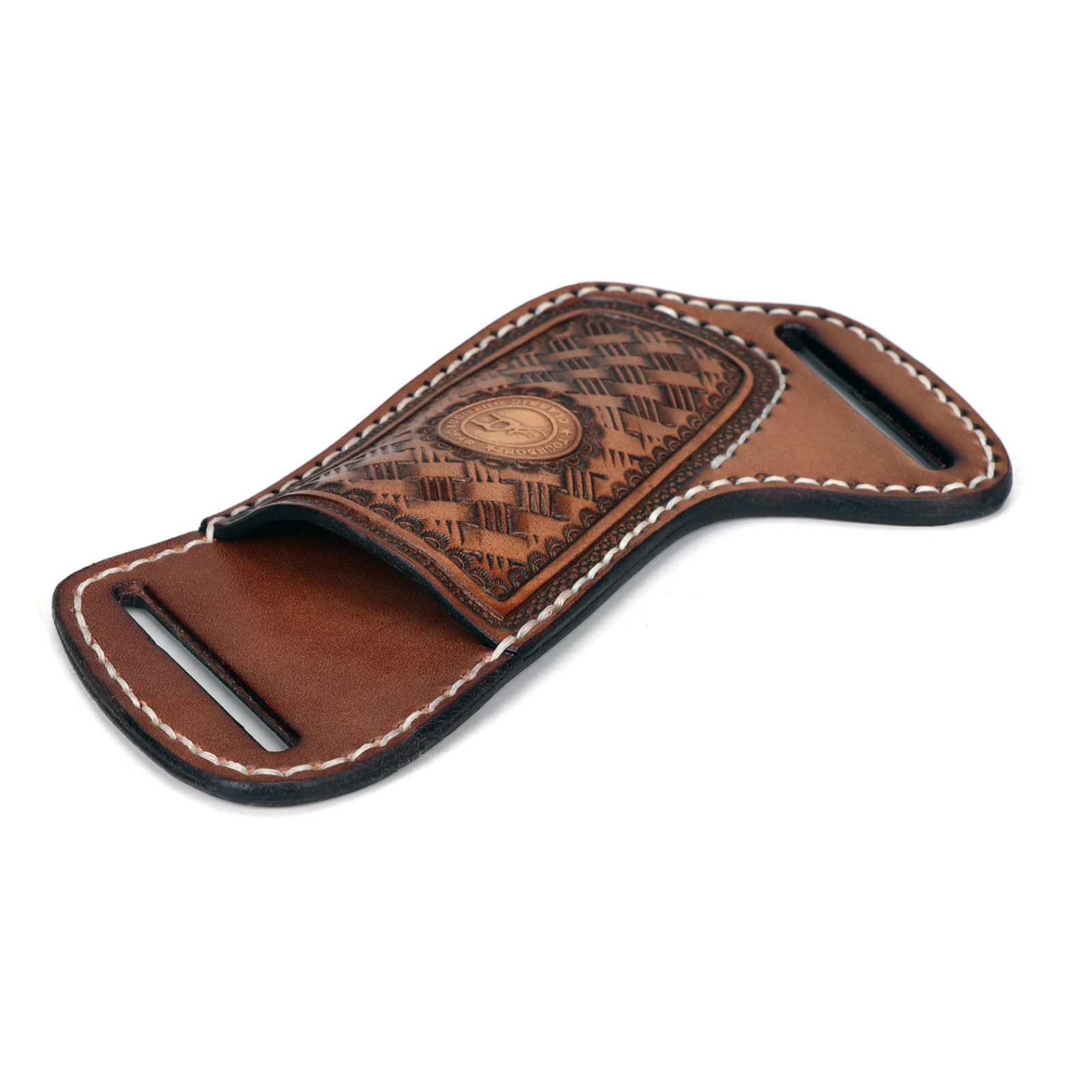 TOURBON Genuine Leather Pocket Knife Sheath for EDC & Belts