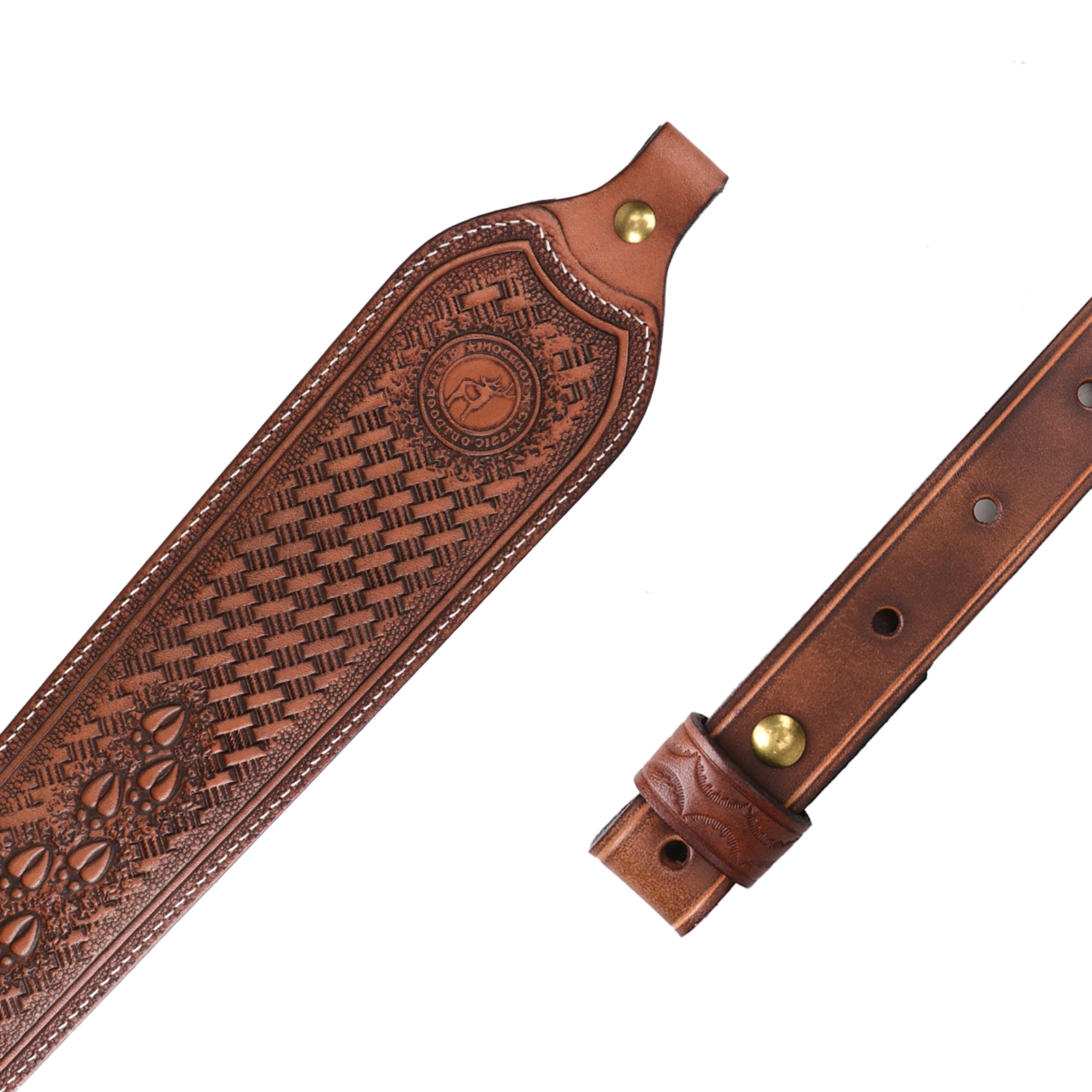 TOURBON Vintage Leather Sling with Thumb Loop