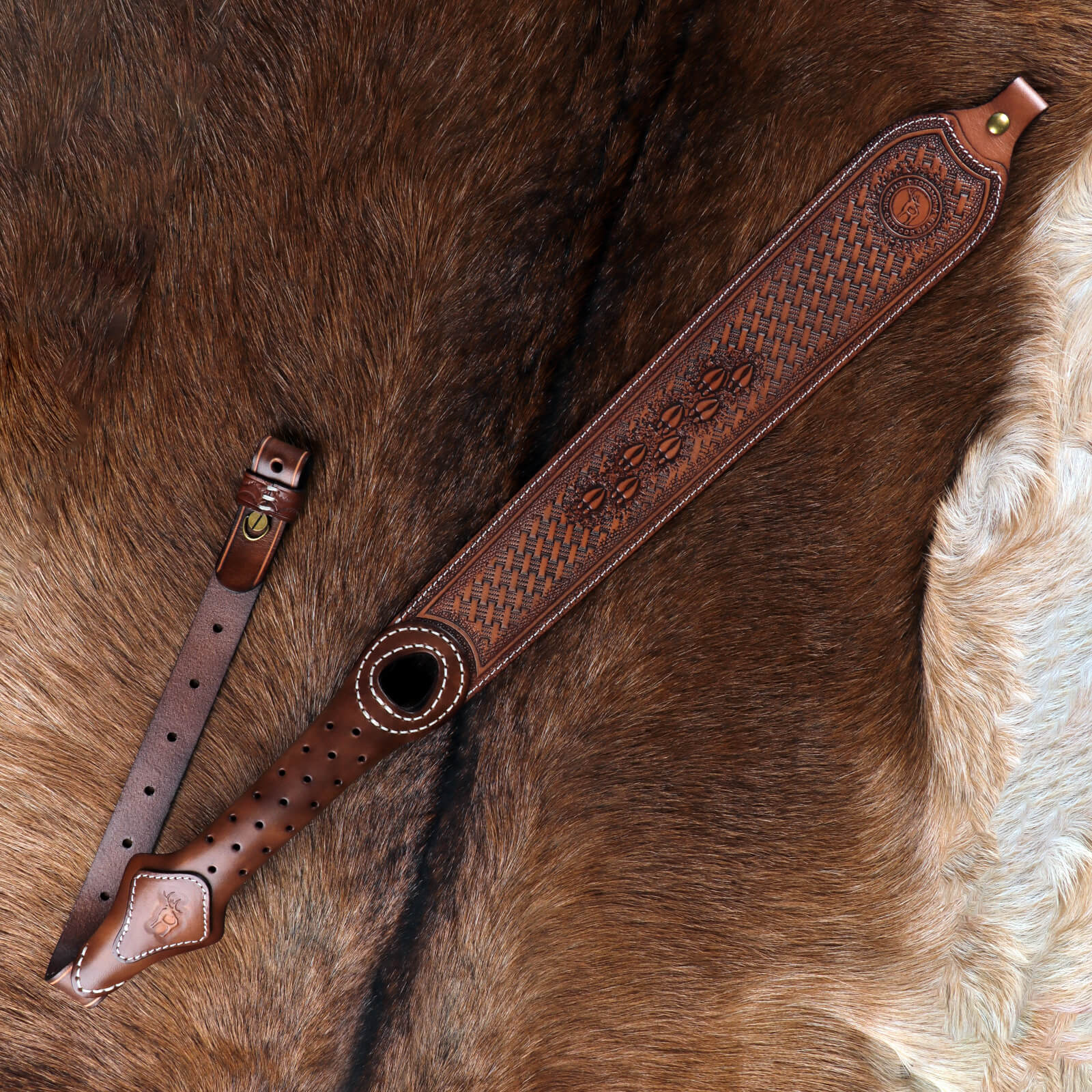 TOURBON Vintage Leather Sling with Thumb Loop