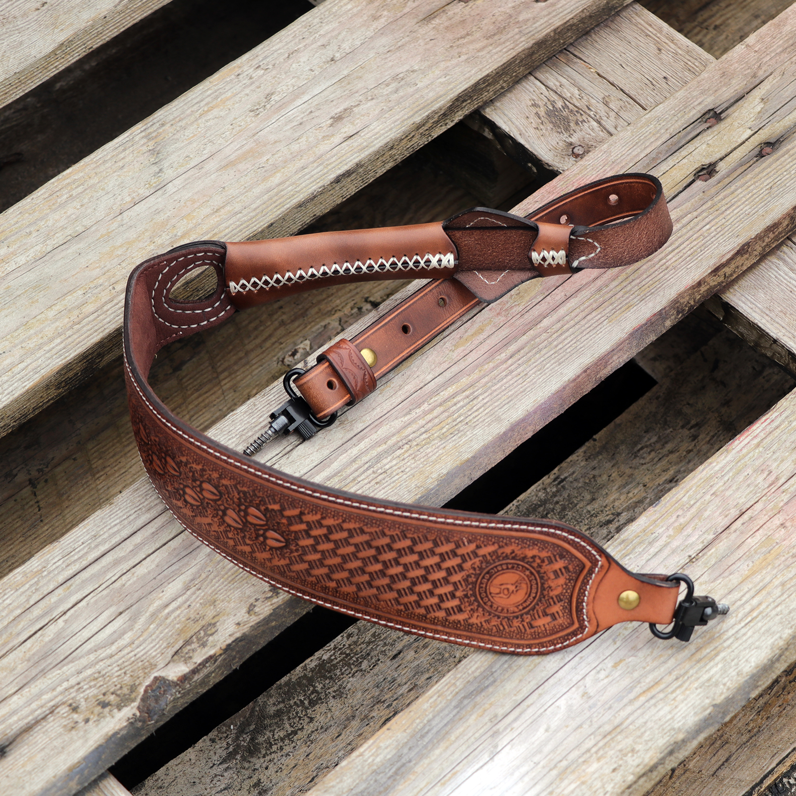 TOURBON Vintage Leather Sling with Thumb Loop