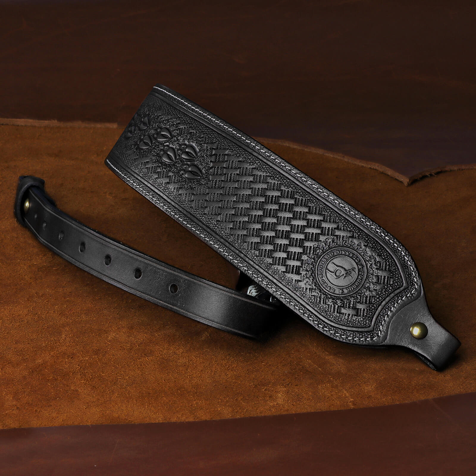 TOURBON Vintage Leather Sling with Thumb Loop