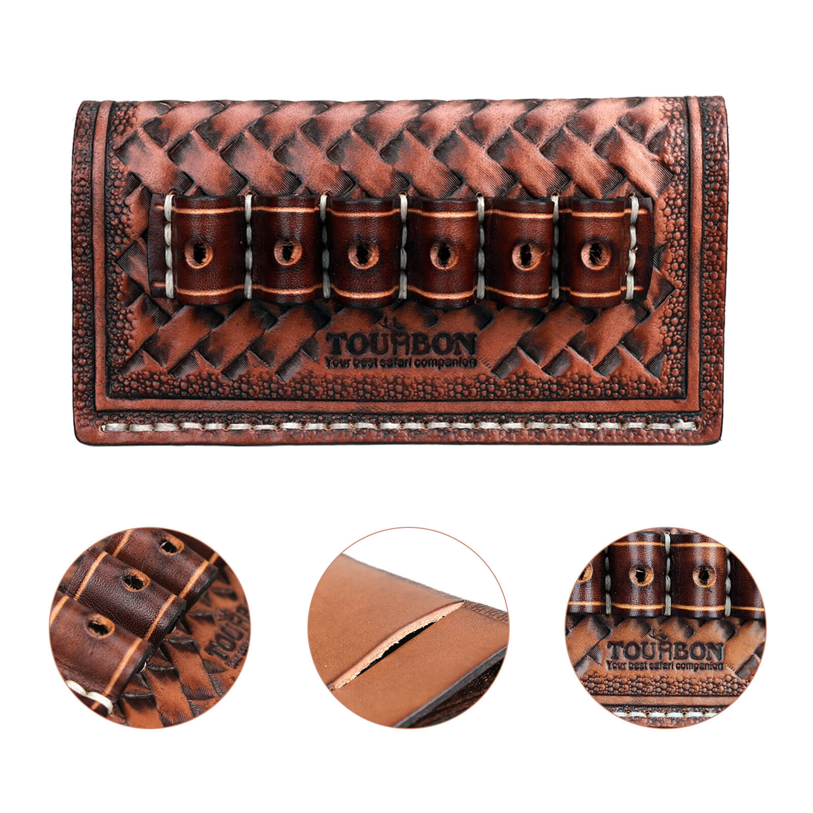 TOURBON Leather Cartridge Holder Belt Shell Slide Rifle Ammo Carrier for 30-06,270,6555,375,300,etc.