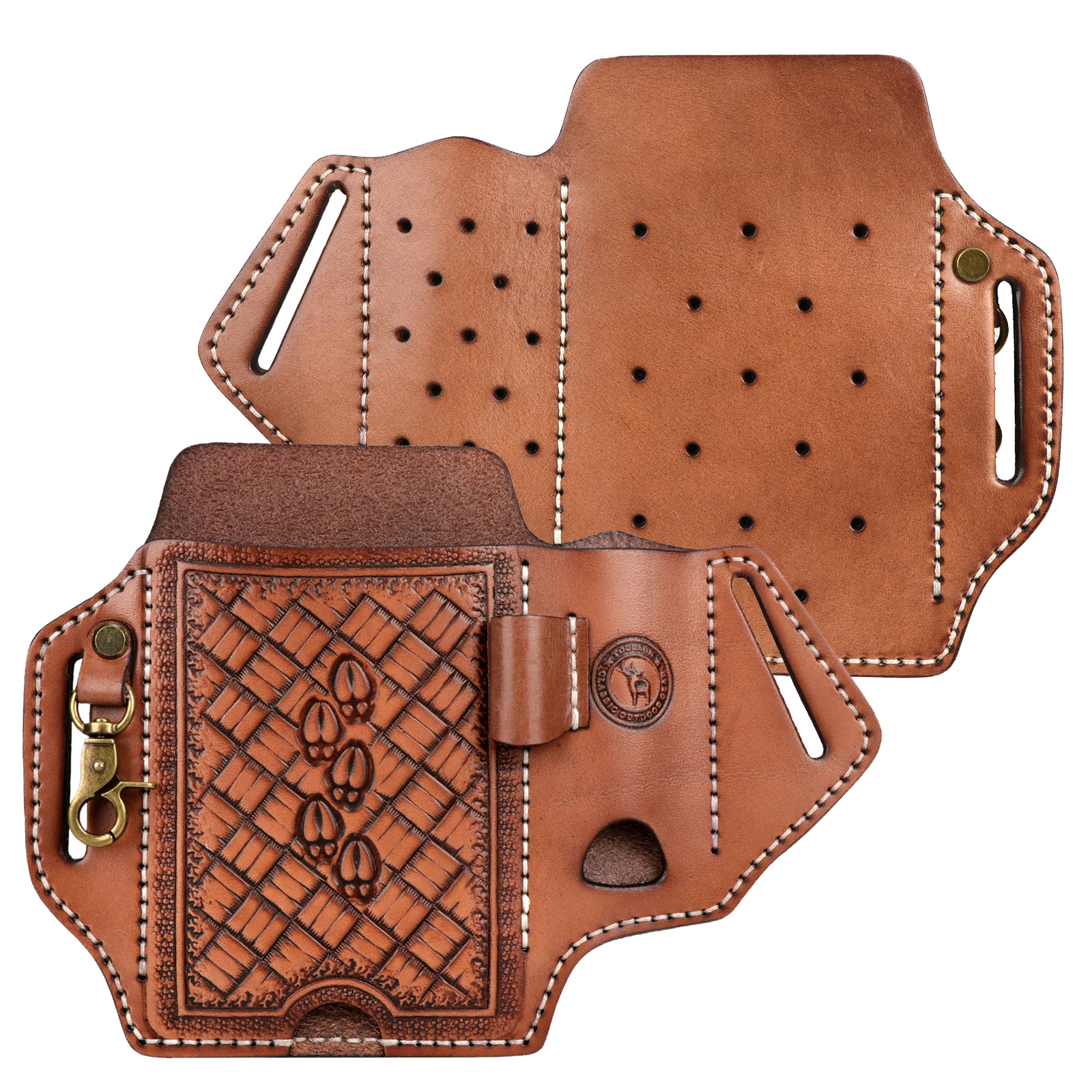 Tourbon Leather Cell Phone Holster with Belt Loop Case Tool EDC Folding Knives Sheath