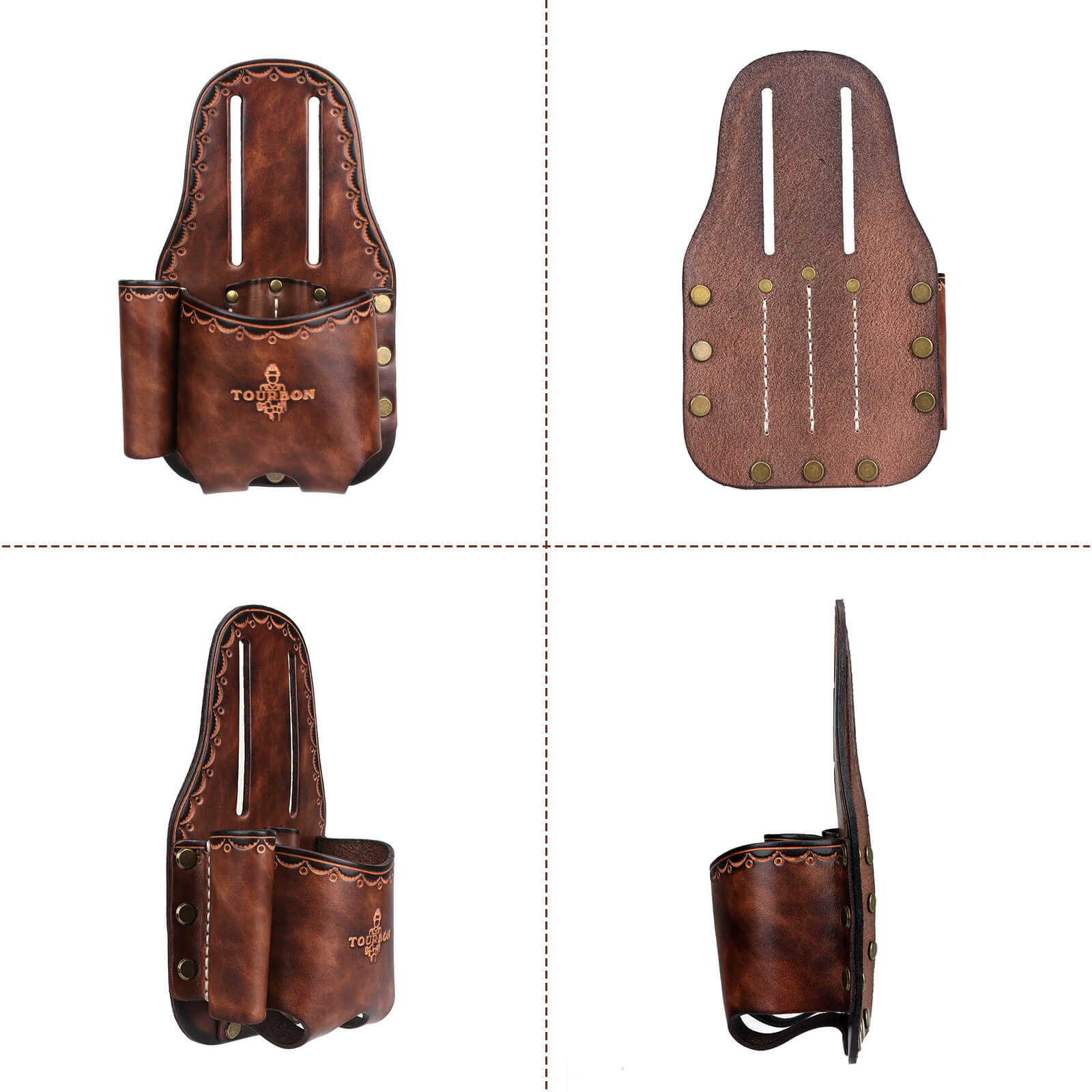 TOURBON Vinage Leather Tape Measure Holder for Belt 