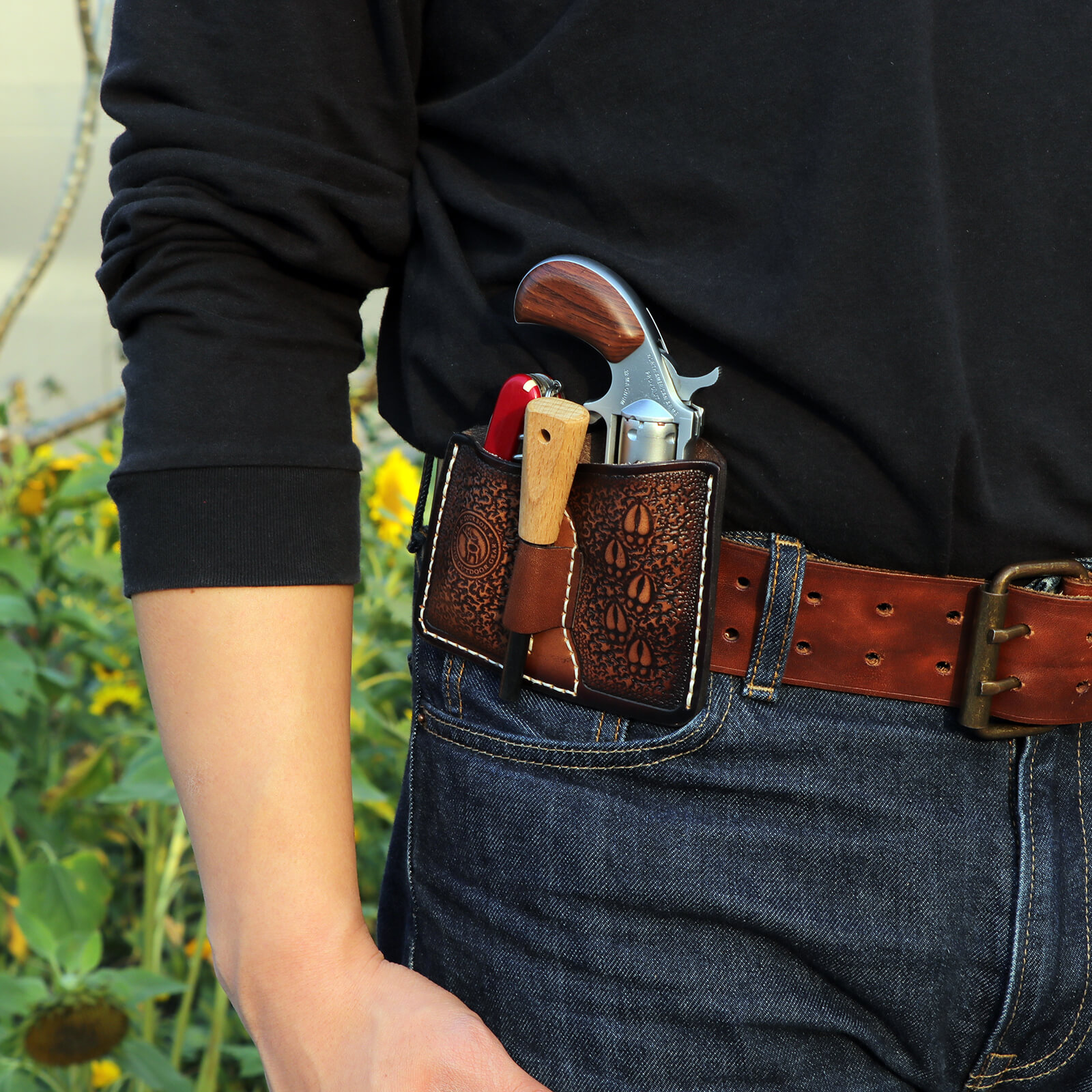 TOURBON Leather Belt Holster and Magazine Pouch