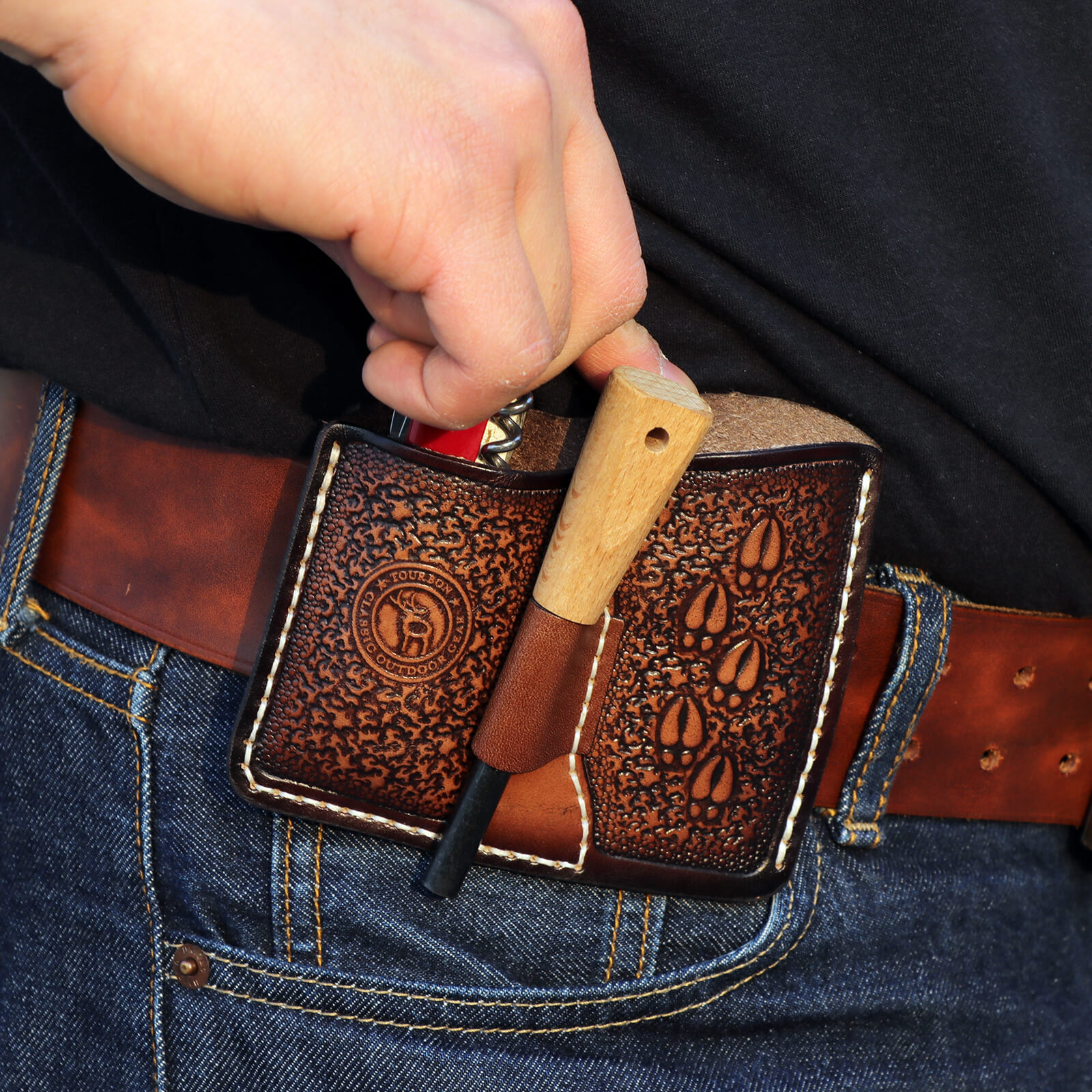 TOURBON Leather Belt Holster and Magazine Pouch