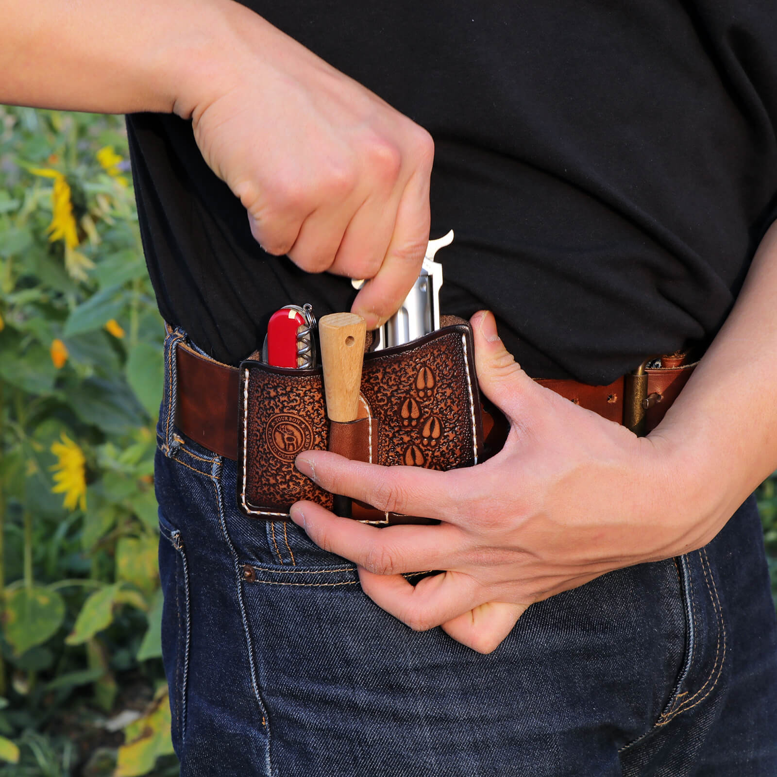 TOURBON Leather Belt Holster and Magazine Pouch