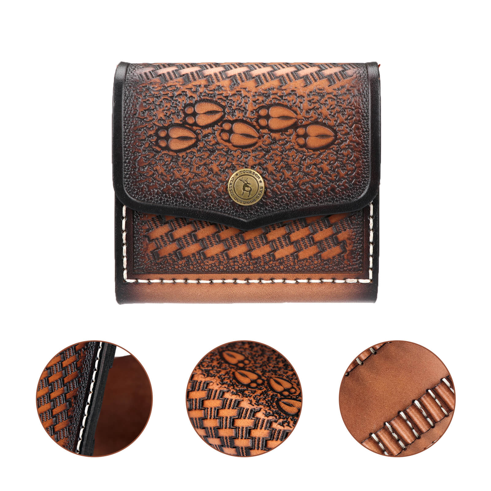 TOURBON Vintage Leather Hunting Shell Holder Wallet for .22 .17