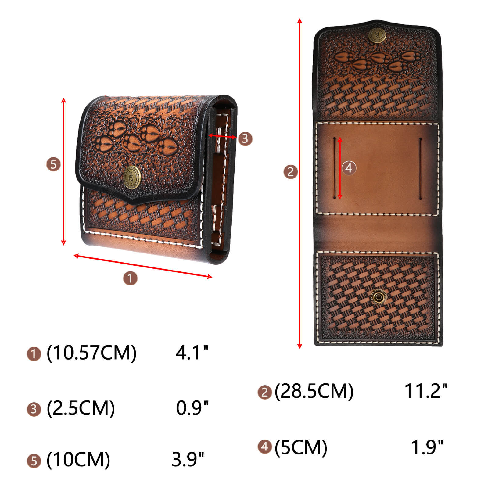 TOURBON Vintage Leather Hunting Shell Holder Wallet for .22 .17