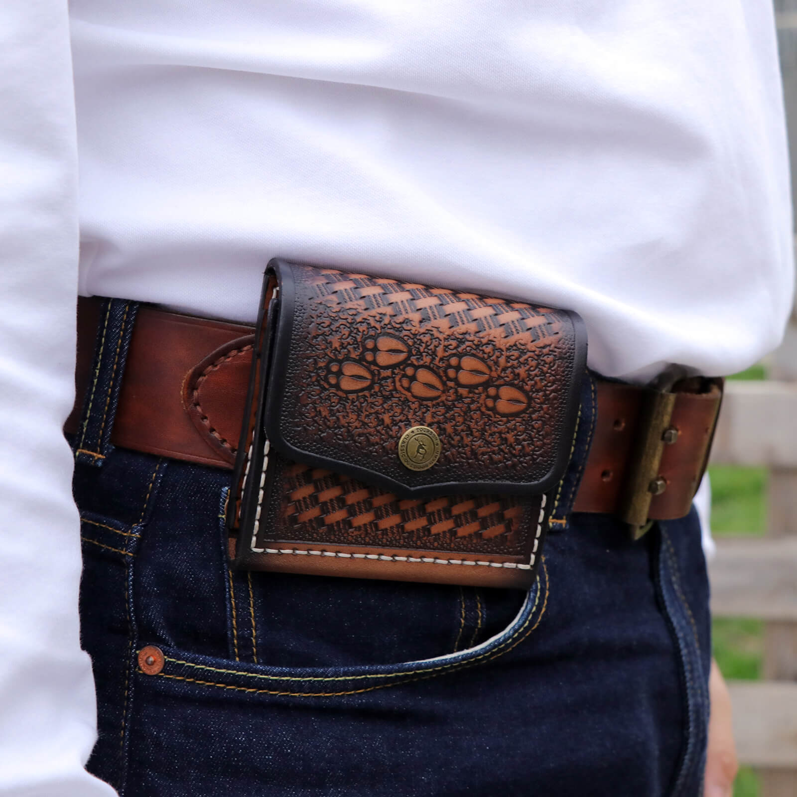 TOURBON Vintage Leather Hunting Shell Holder Wallet for .22 .17