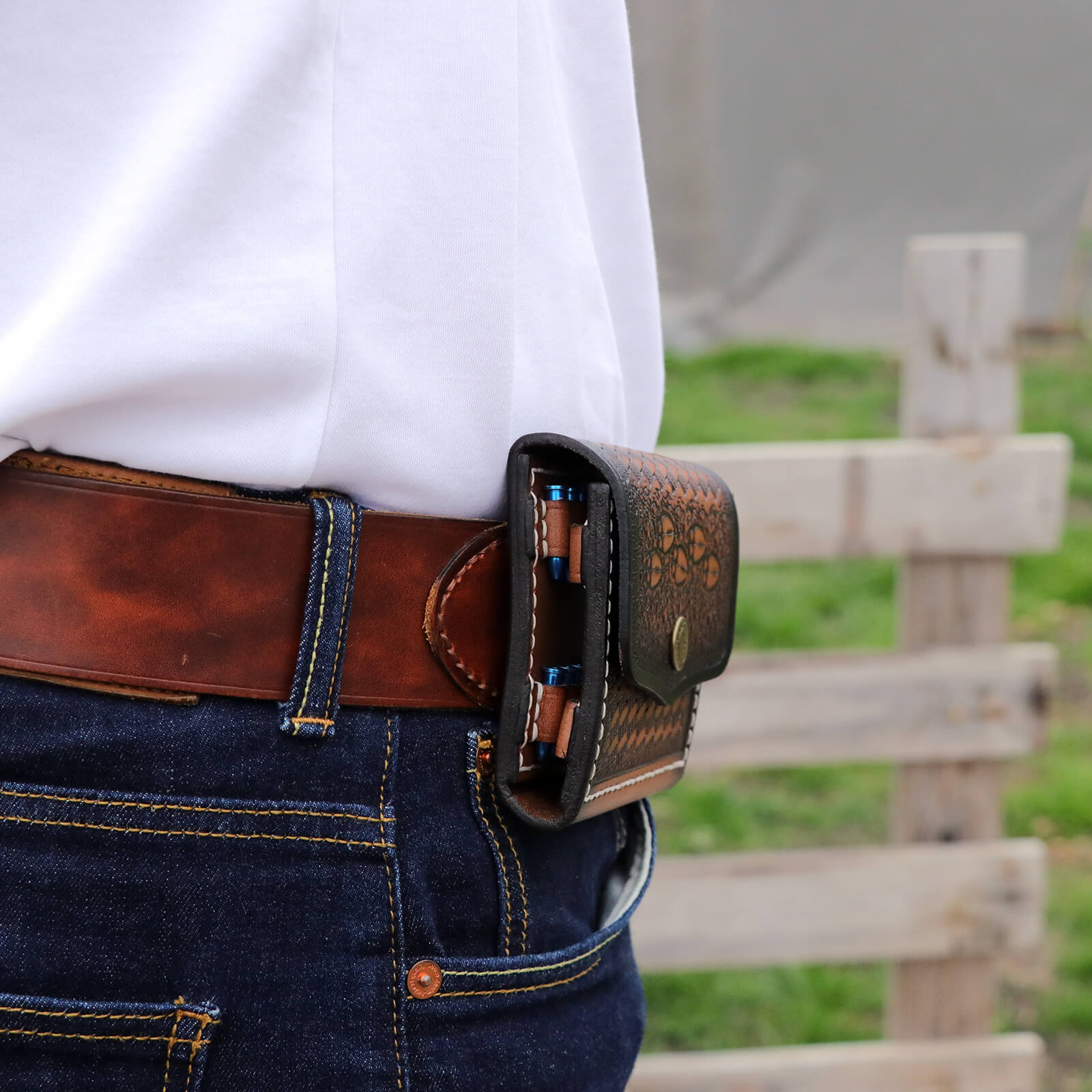 TOURBON Vintage Leather Hunting Shell Holder Wallet for .22 .17