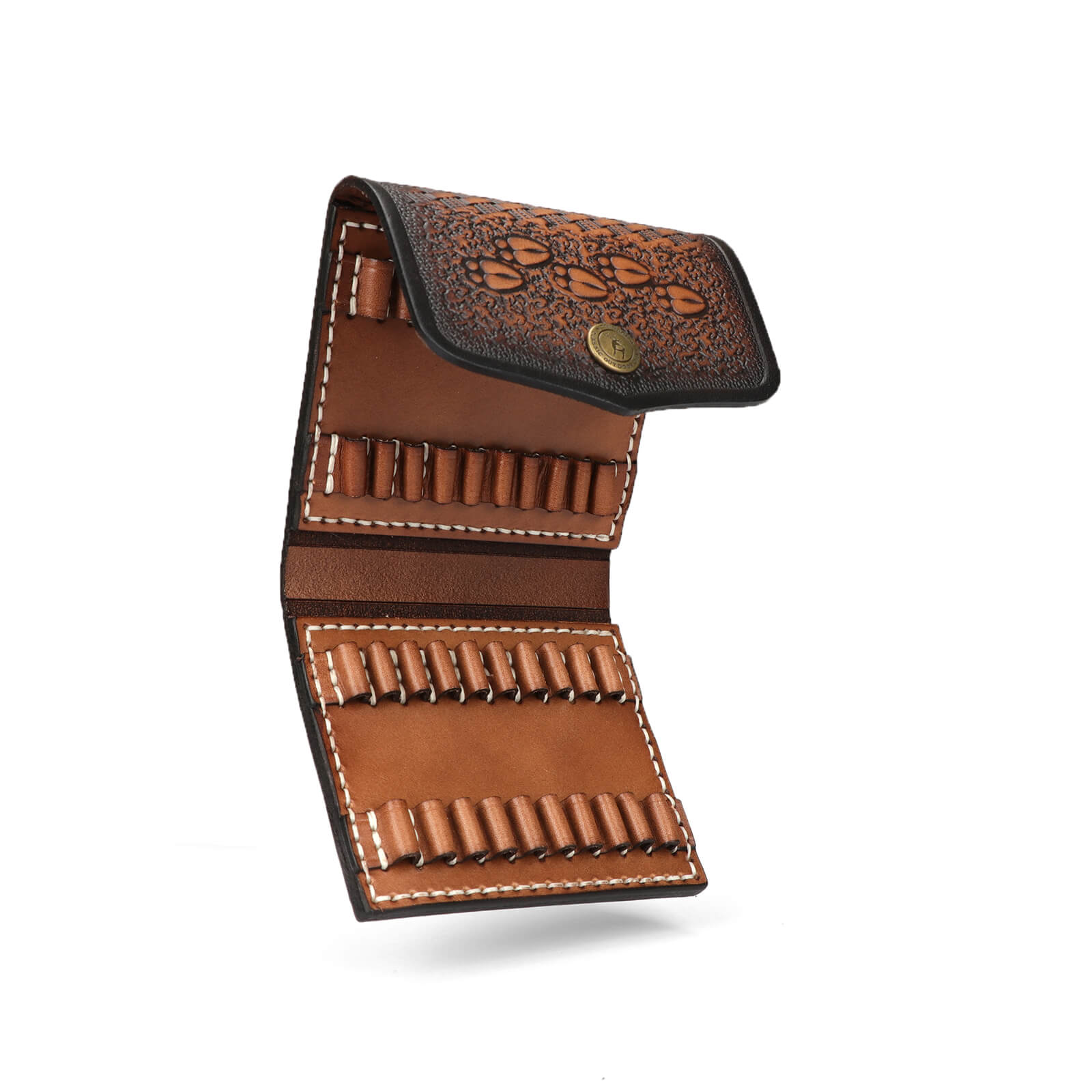 TOURBON Vintage Leather Hunting Shell Holder Wallet for .22 .17