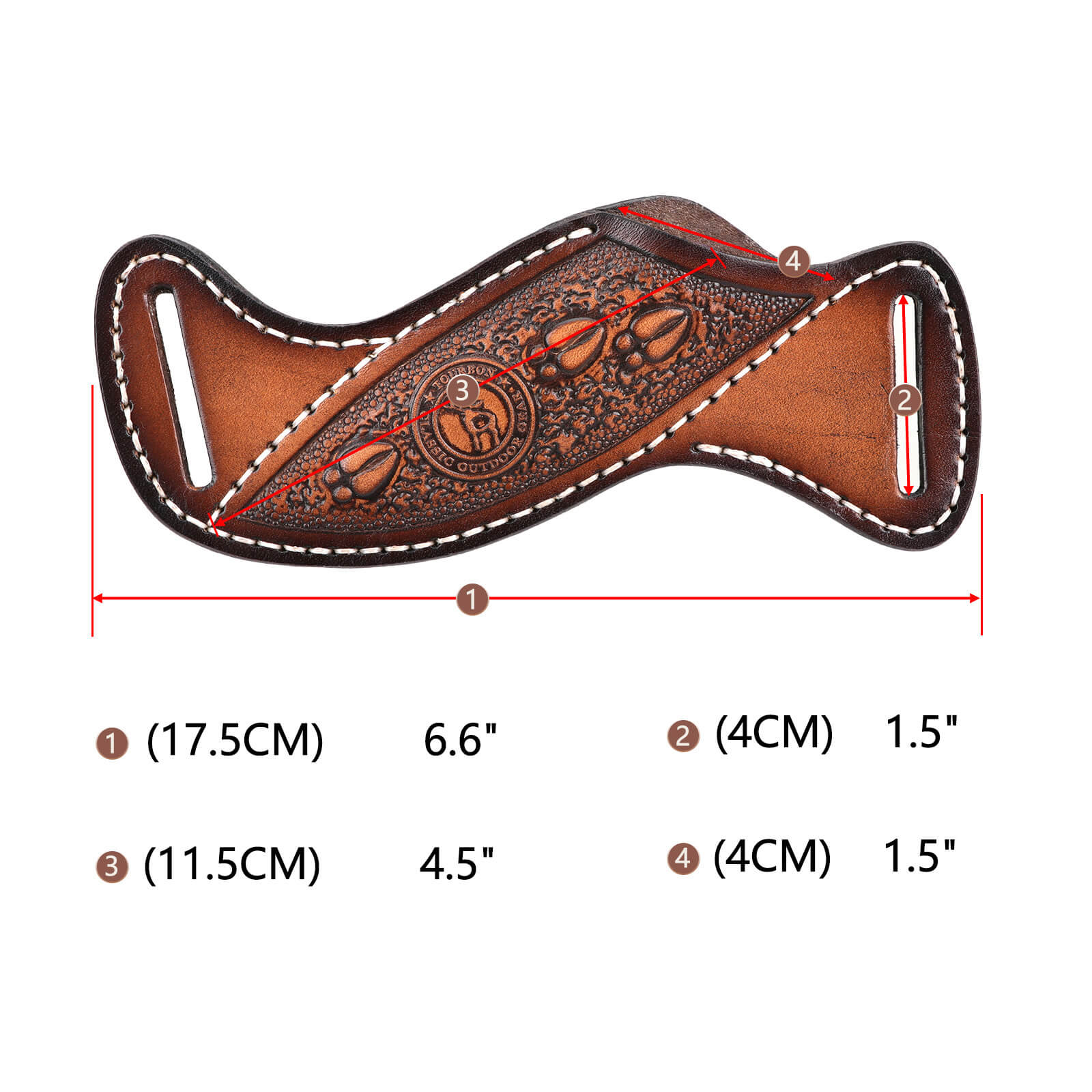 TOURBON Leather Fixed Blade Knife Sheath for 1.5" Belt