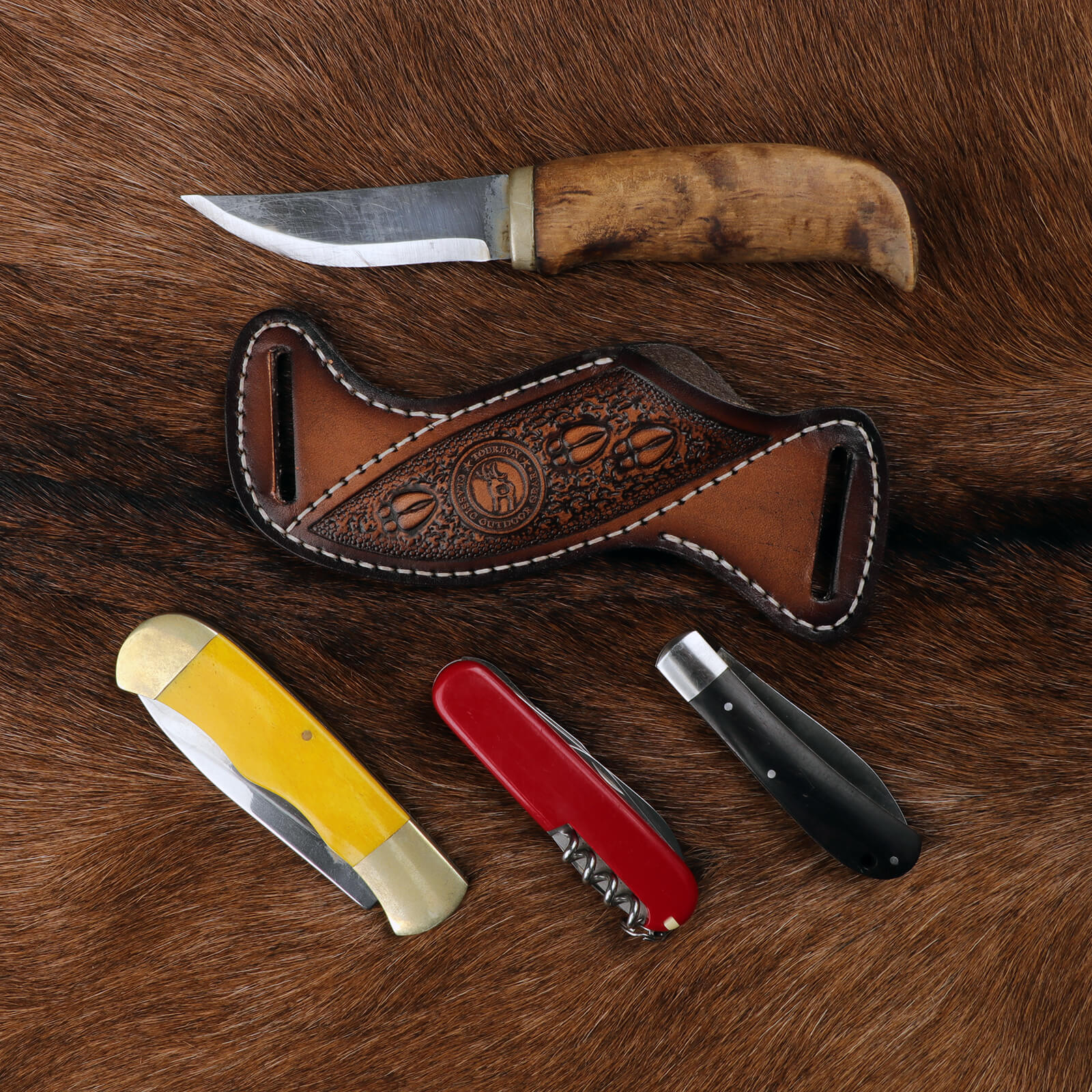TOURBON Leather Fixed Blade Knife Sheath for 1.5" Belt