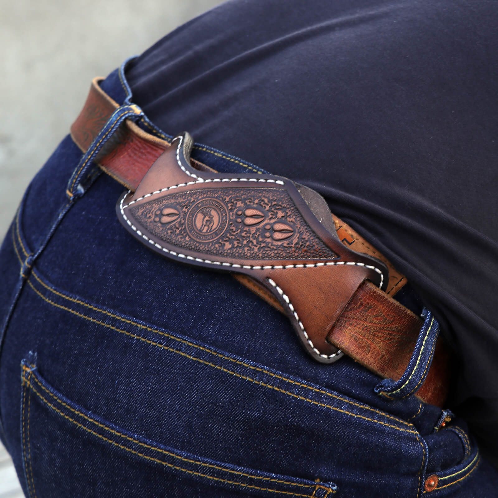 TOURBON Leather Fixed Blade Knife Sheath for 1.5" Belt