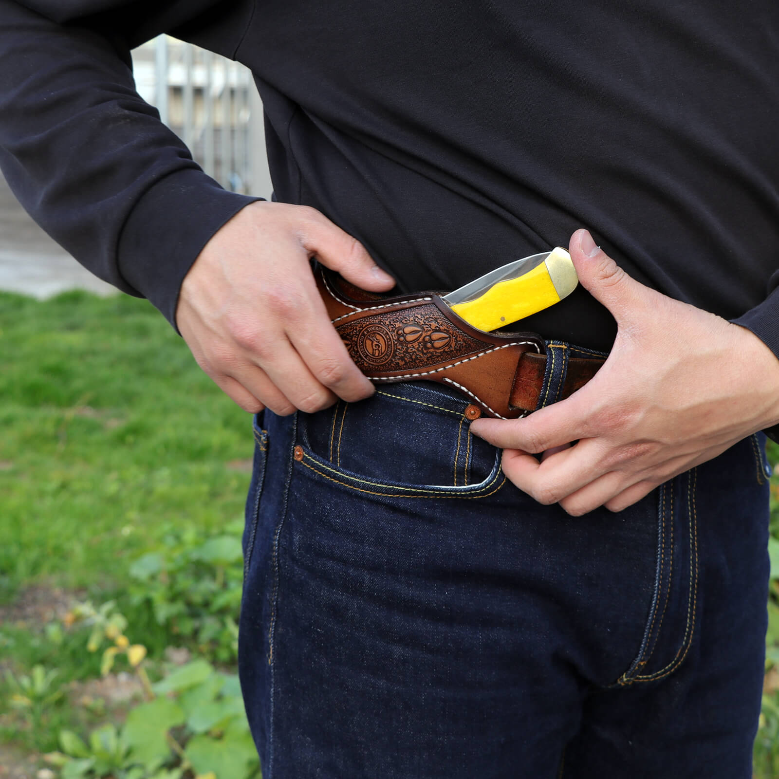 TOURBON Leather Fixed Blade Knife Sheath for 1.5" Belt