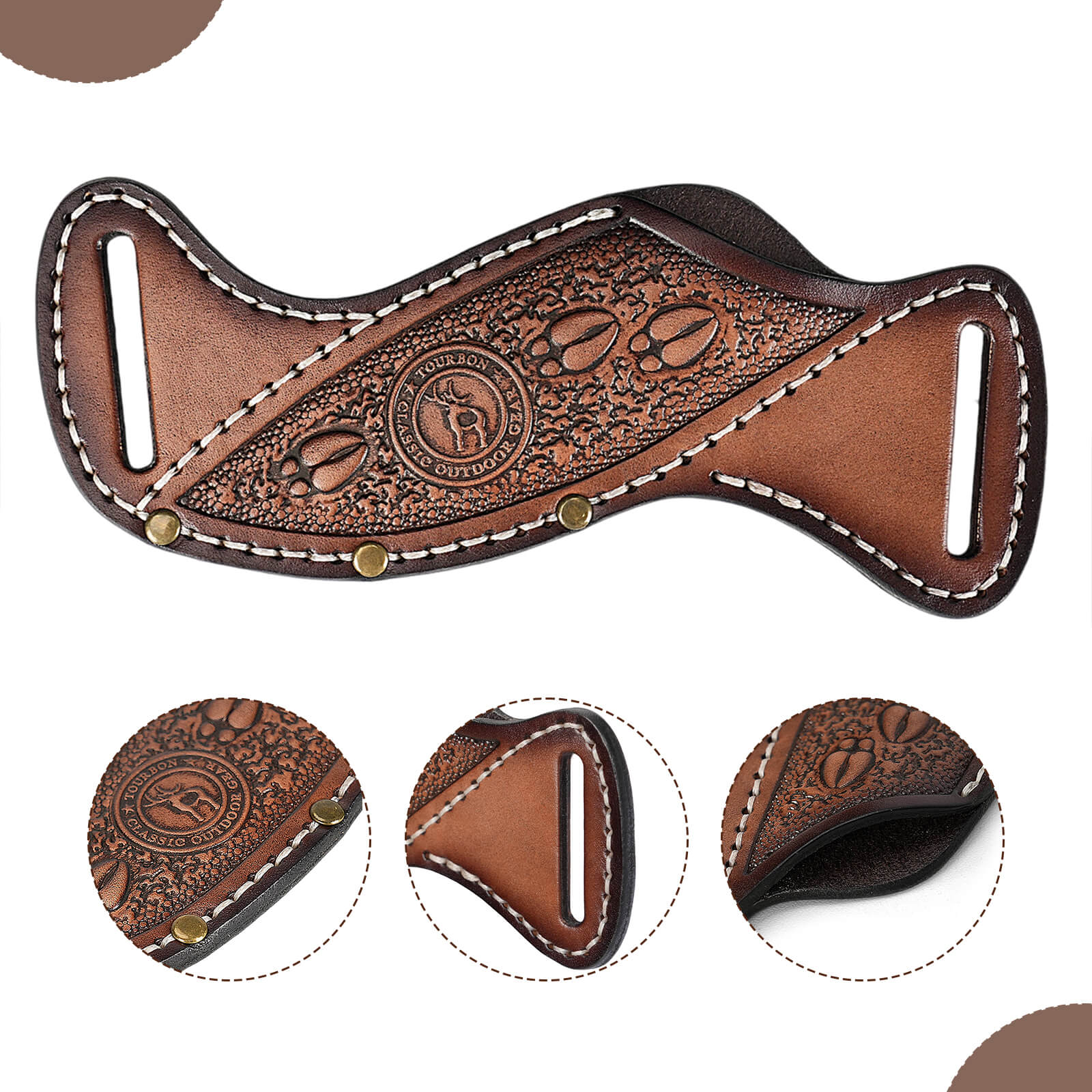 TOURBON Leather Fixed Blade Knife Sheath for 1.5" Belt