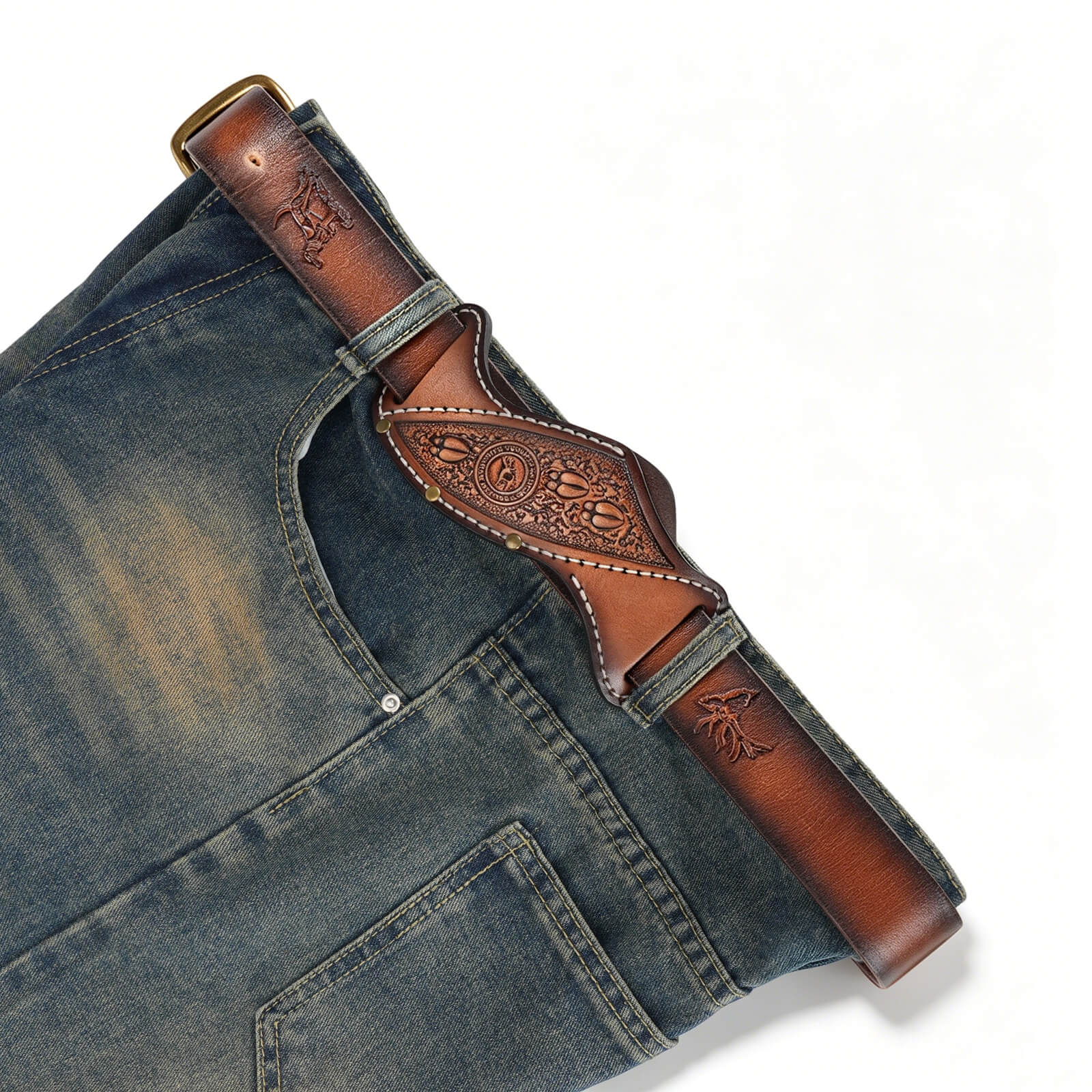 TOURBON Leather Fixed Blade Knife Sheath for 1.5" Belt