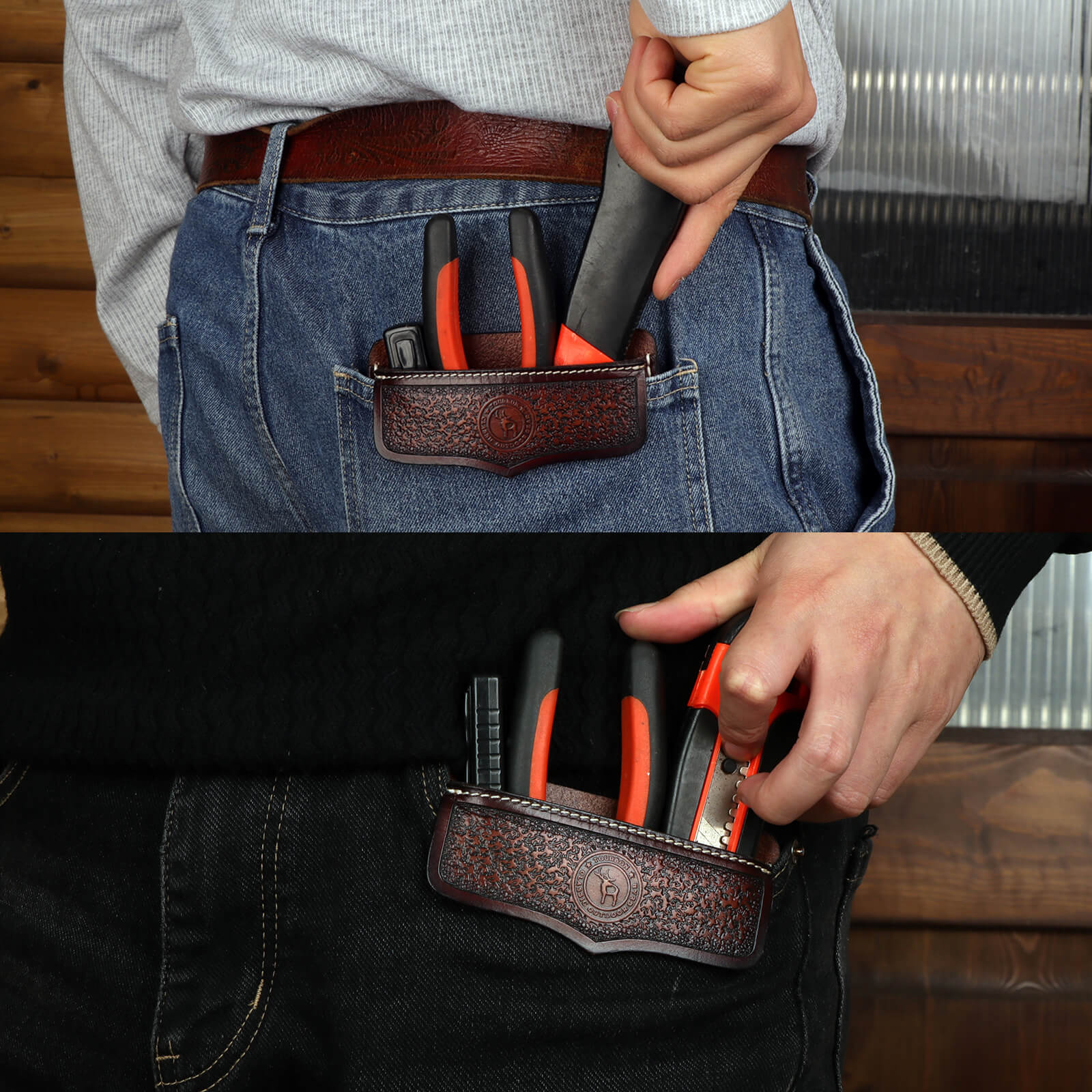 Tourbon Leather Pocket Protector Tool Pouch for Jeans Shirts Pocket Sleeve 