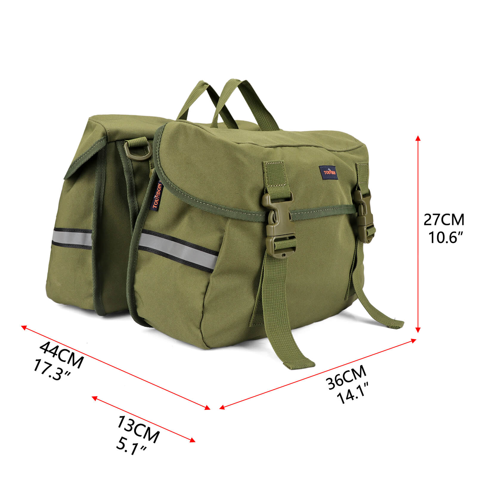 TOURBON Nylon Bicycle Double Panniers with Reflective Stripe