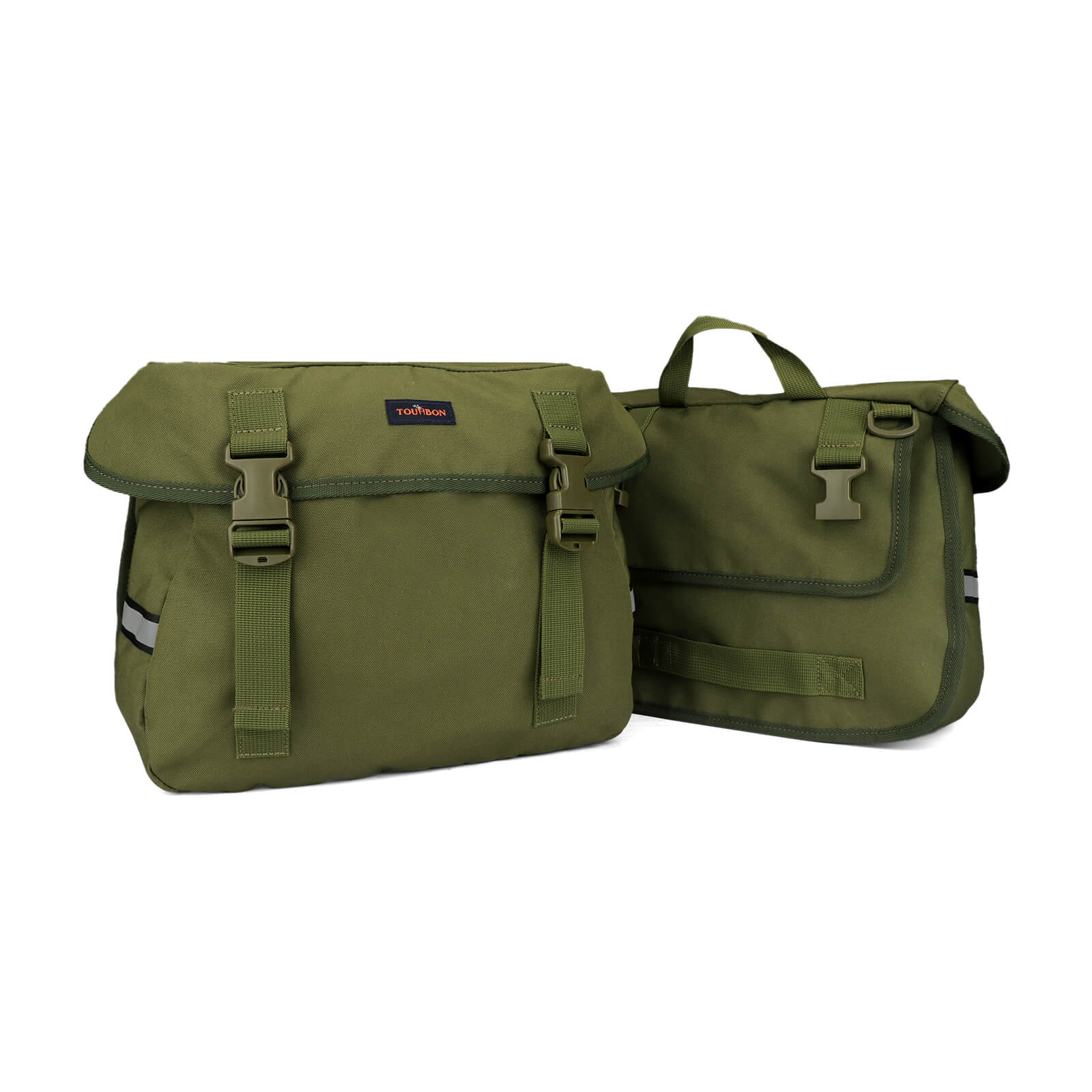 TOURBON Nylon Bicycle Double Panniers with Reflective Stripe