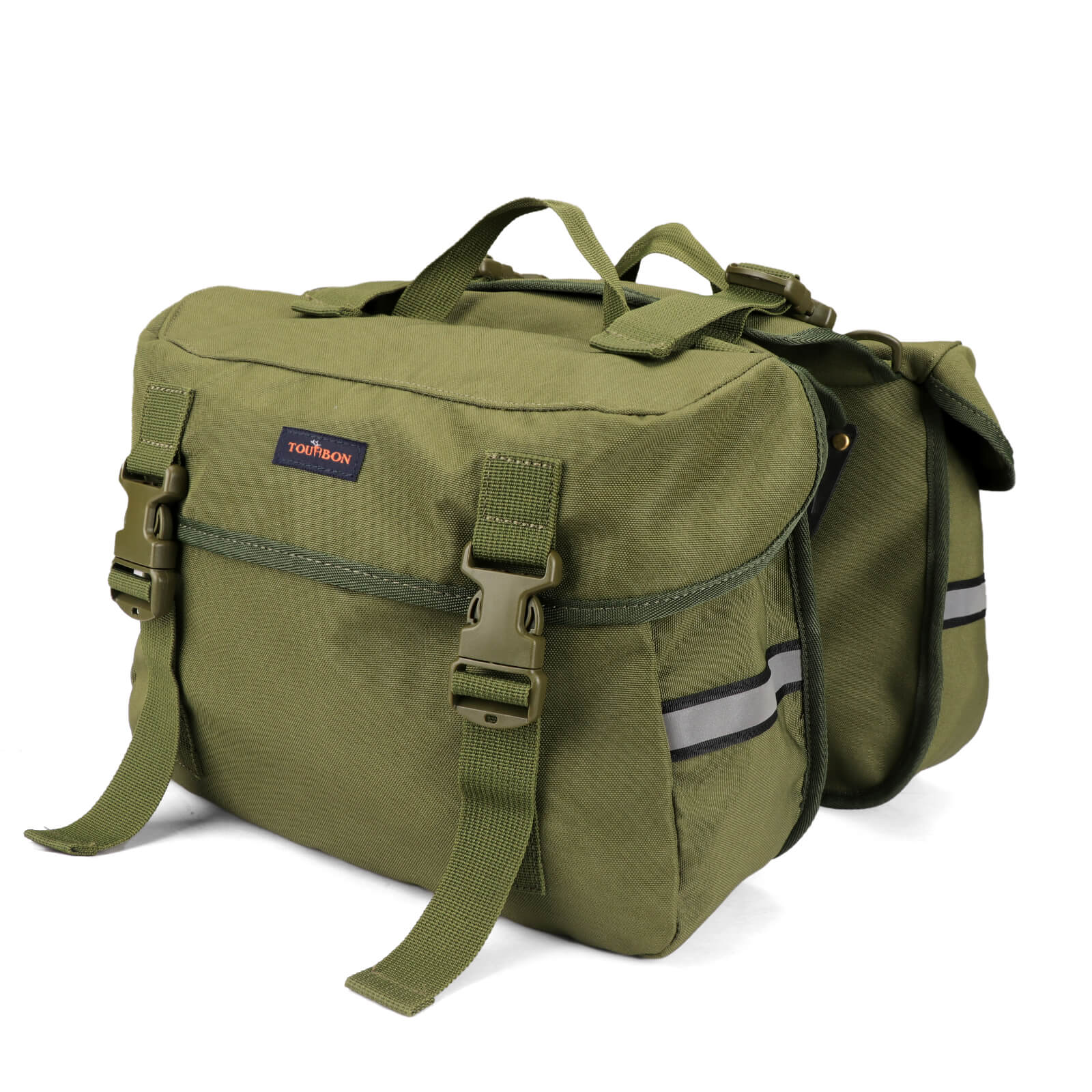 TOURBON Nylon Bicycle Double Panniers with Reflective Stripe