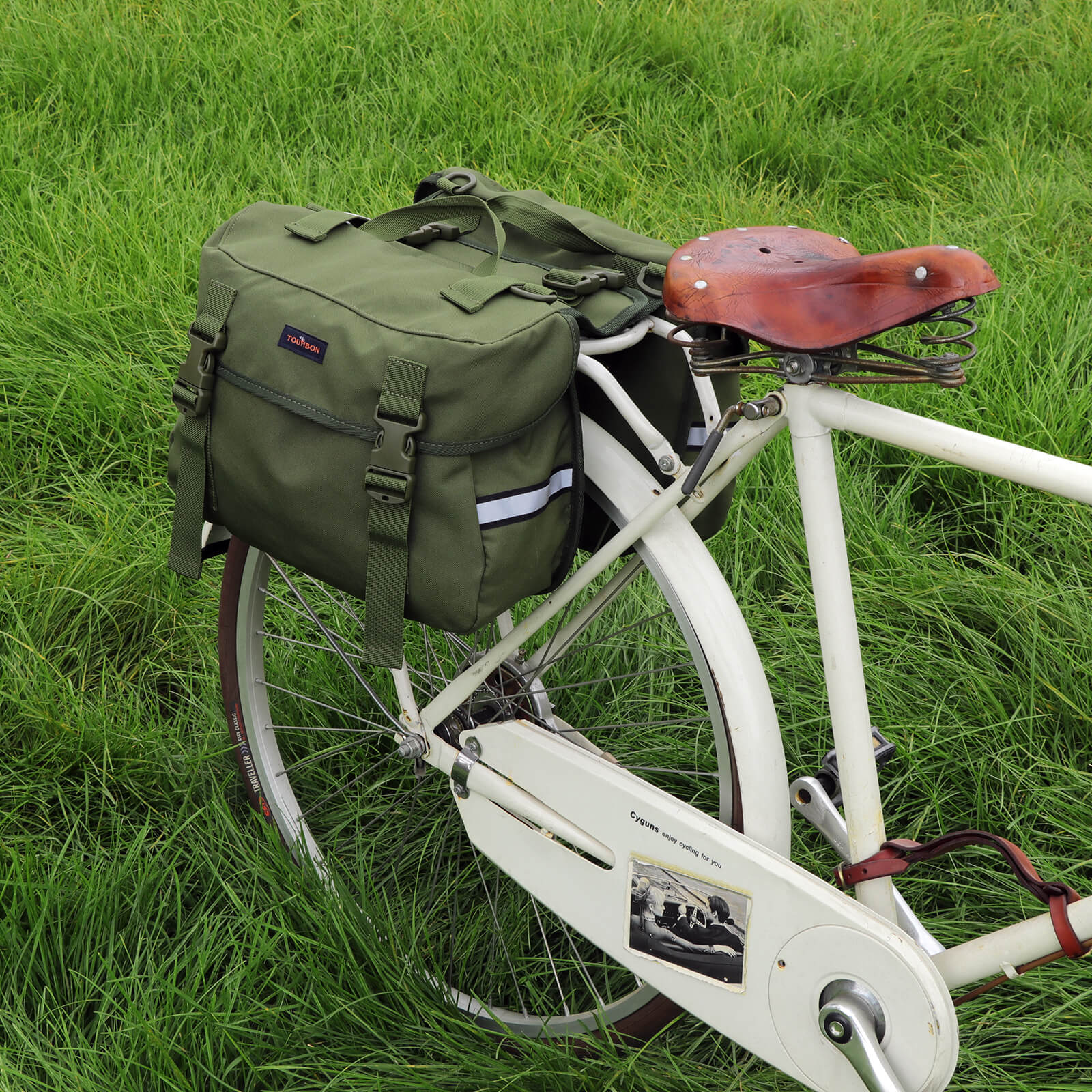 TOURBON Nylon Bicycle Double Panniers with Reflective Stripe