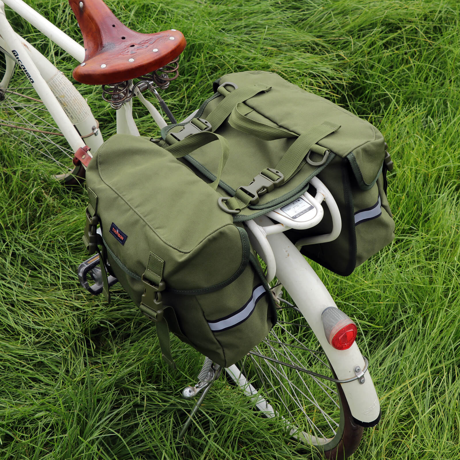 TOURBON Nylon Bicycle Double Panniers with Reflective Stripe