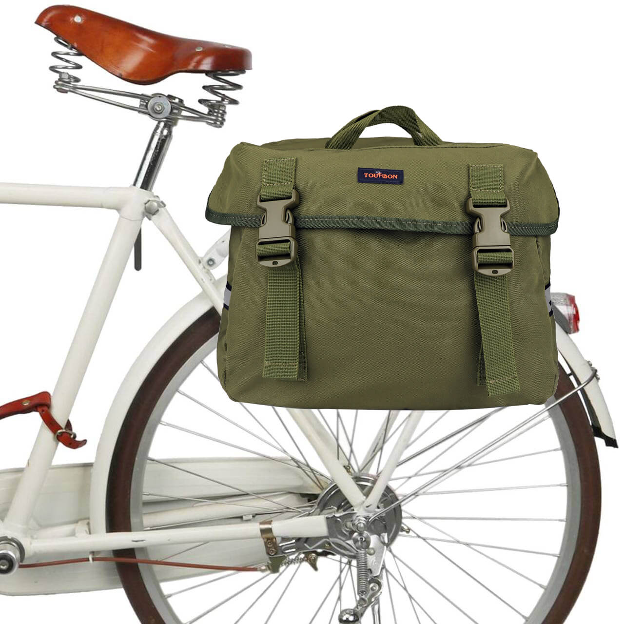 TOURBON Nylon Bicycle Double Panniers with Reflective Stripe