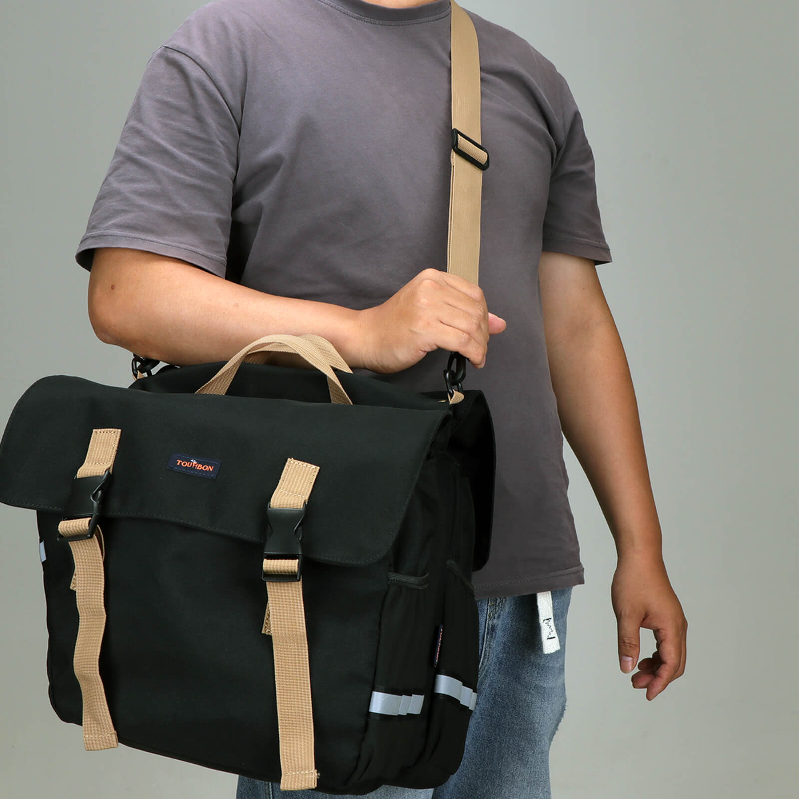 [Copy]TOURBON Nylon Bicycle Double Panniers with Reflective Stripe