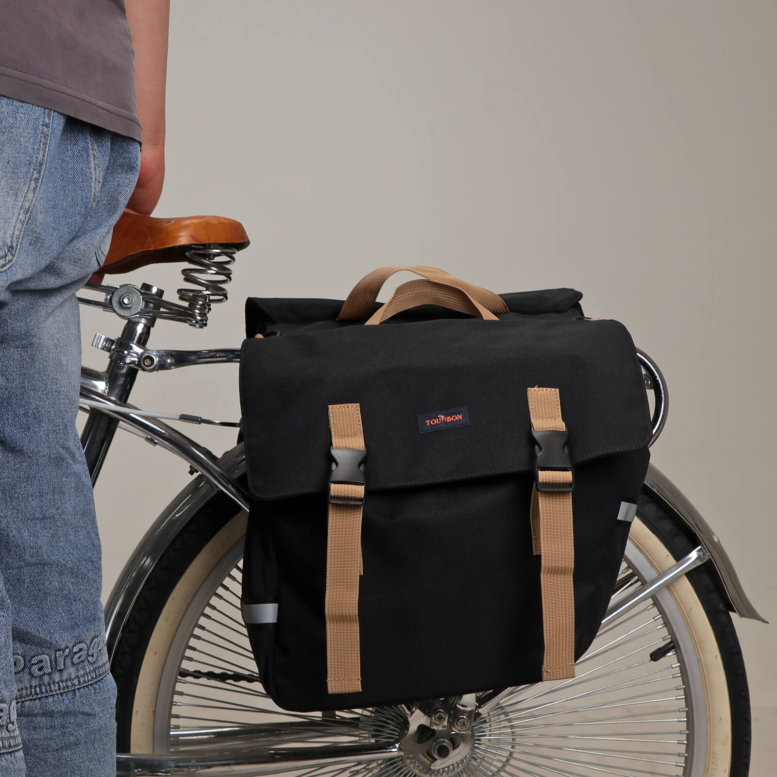 [Copy]TOURBON Nylon Bicycle Double Panniers with Reflective Stripe