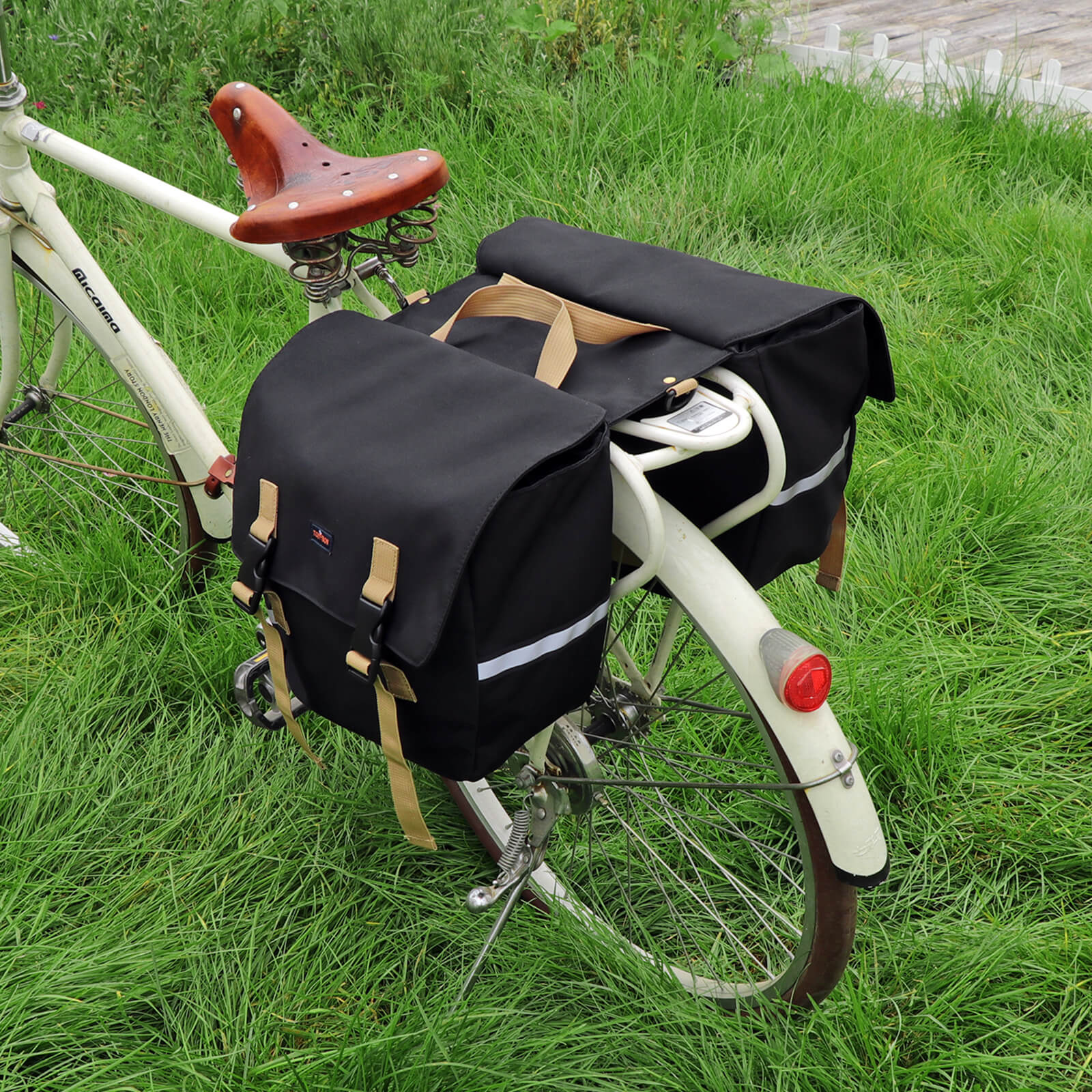 TOURBON Nylon Bicycle Double Panniers with Reflective Stripe